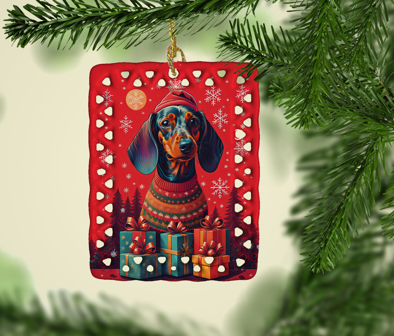 Buy this Dachshund Holiday Christmas Porcelain Ornament