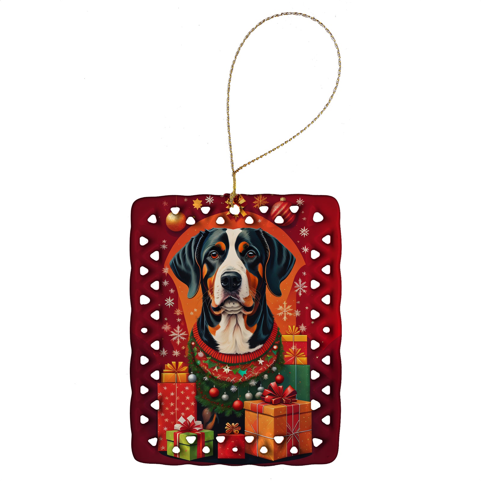 Buy this Entlebucher Mountain Dog Holiday Christmas Porcelain Ornament