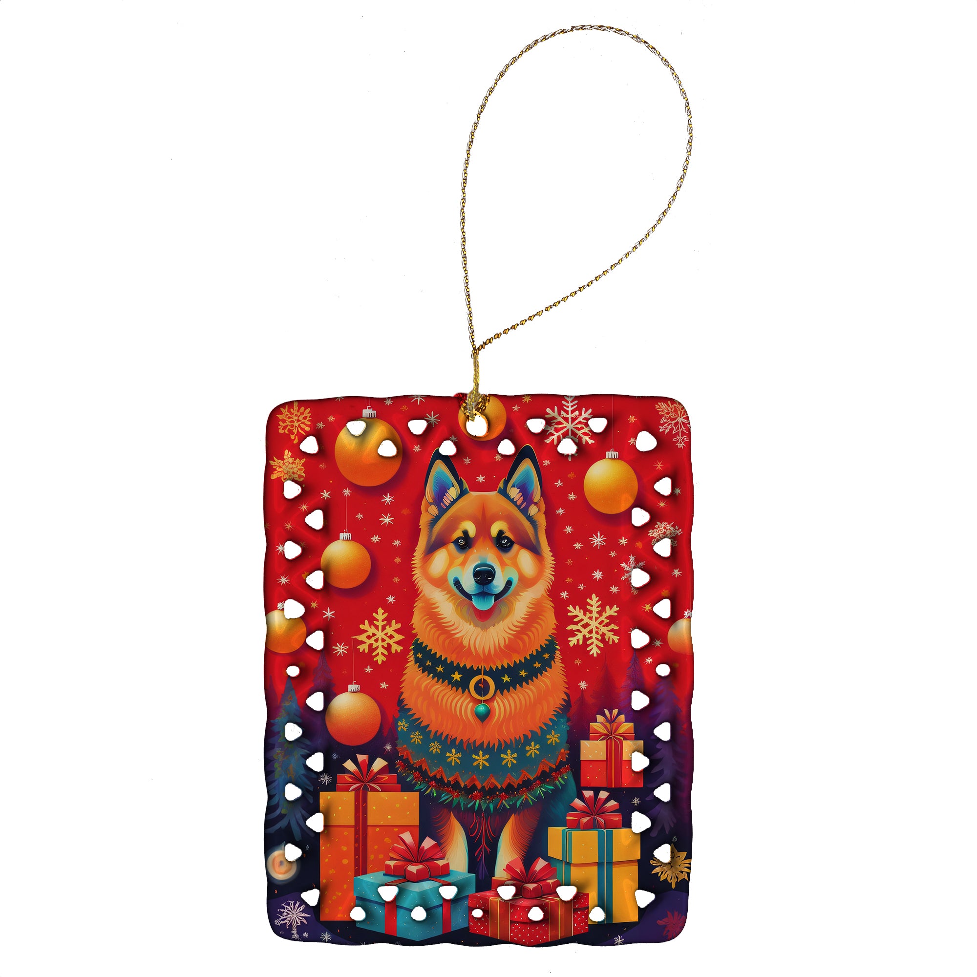 Buy this Finnish Spitz Holiday Christmas Porcelain Ornament