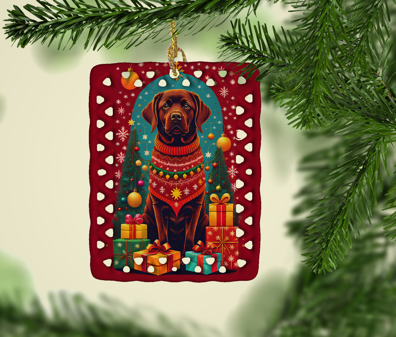 Buy this Labrador Retriever Holiday Christmas Porcelain Ornament