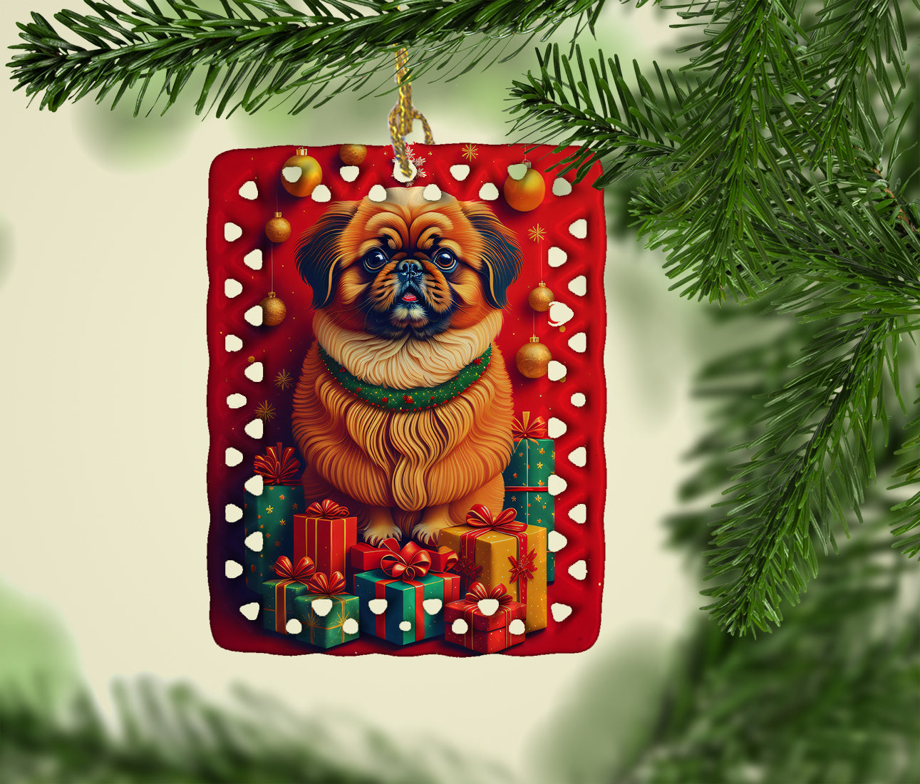 Buy this Pekingese Holiday Christmas Porcelain Ornament