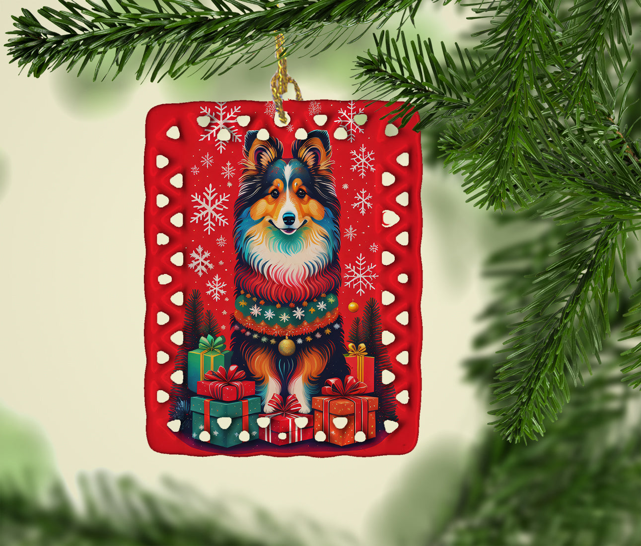 Buy this Sheltie Holiday Christmas Porcelain Ornament