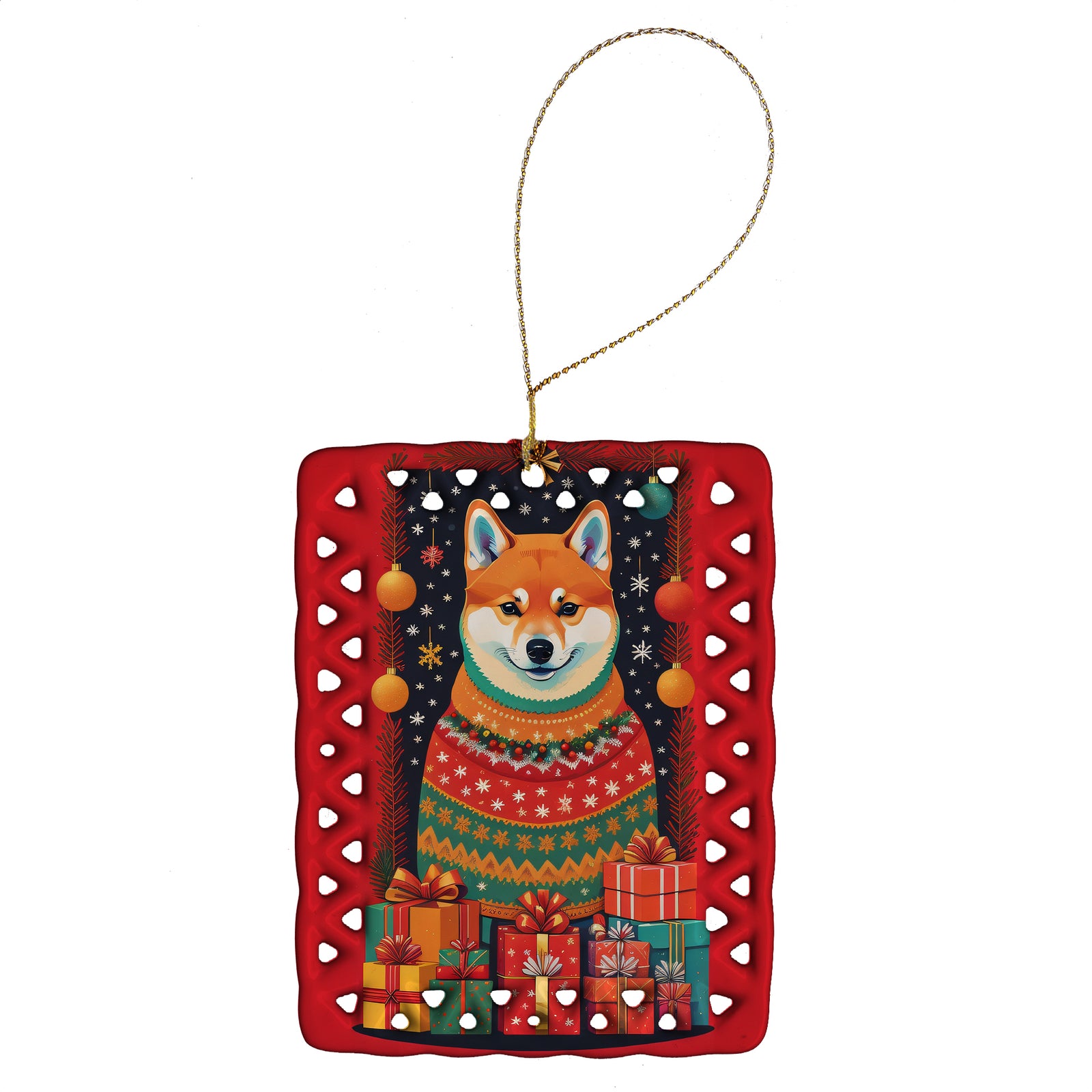 Buy this Shiba Inu Holiday Christmas Porcelain Ornament