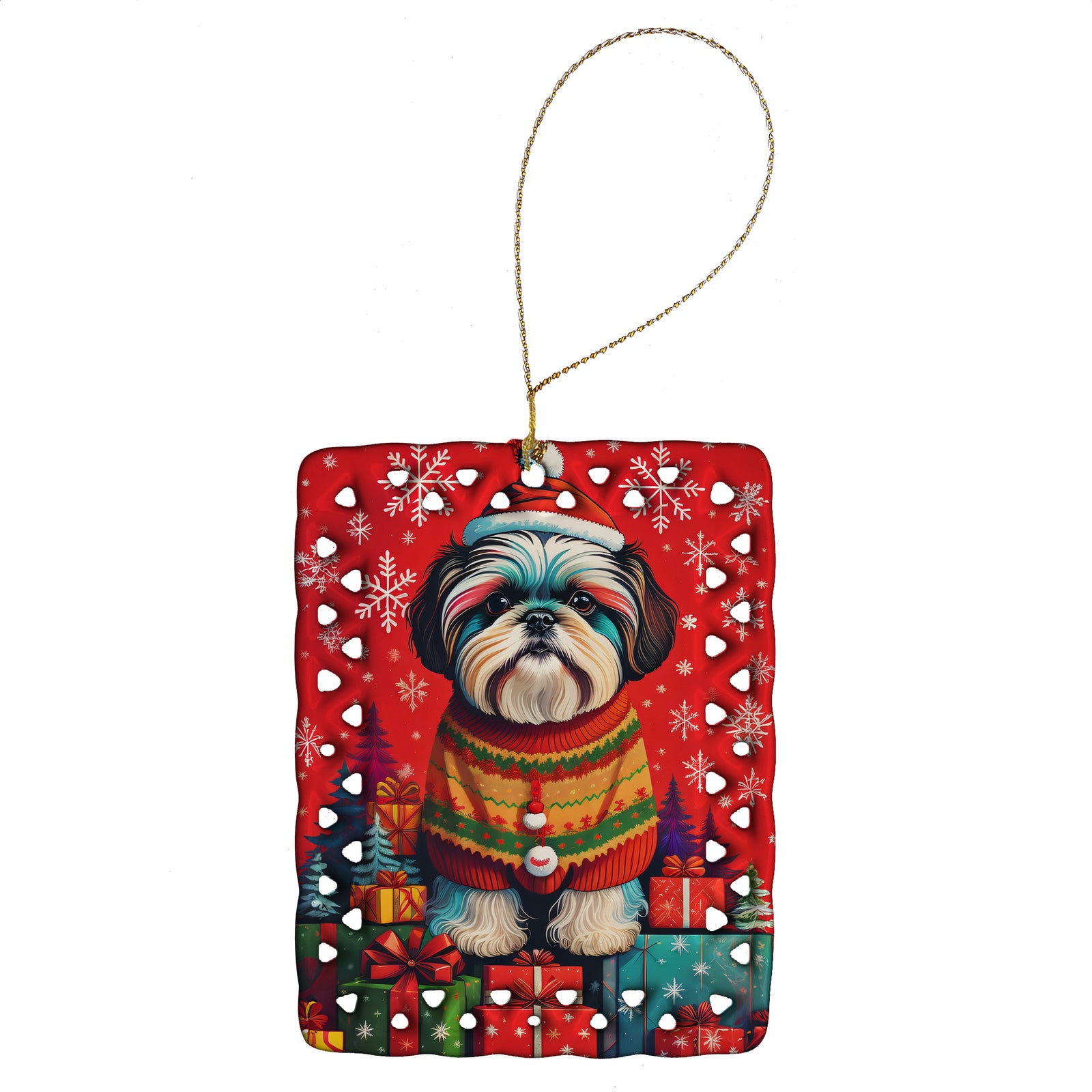 Buy this Shih Tzu Holiday Christmas Porcelain Ornament