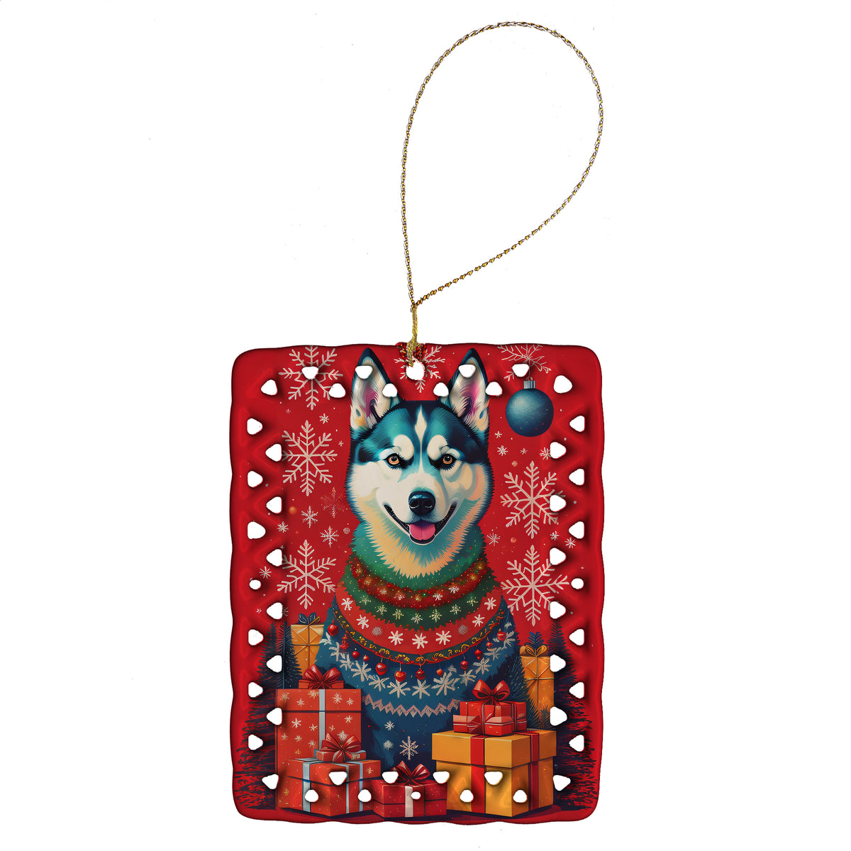 Buy this Siberian Husky Holiday Christmas Porcelain Ornament