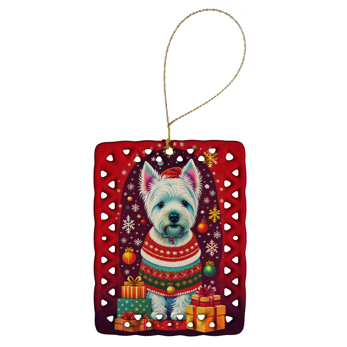 Buy this Westie Holiday Christmas Porcelain Ornament