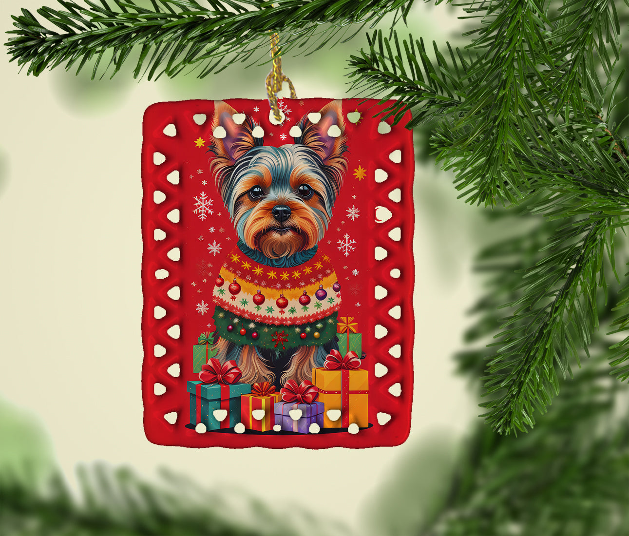 Buy this Yorkshire Terrier  Holiday Christmas Porcelain Ornament