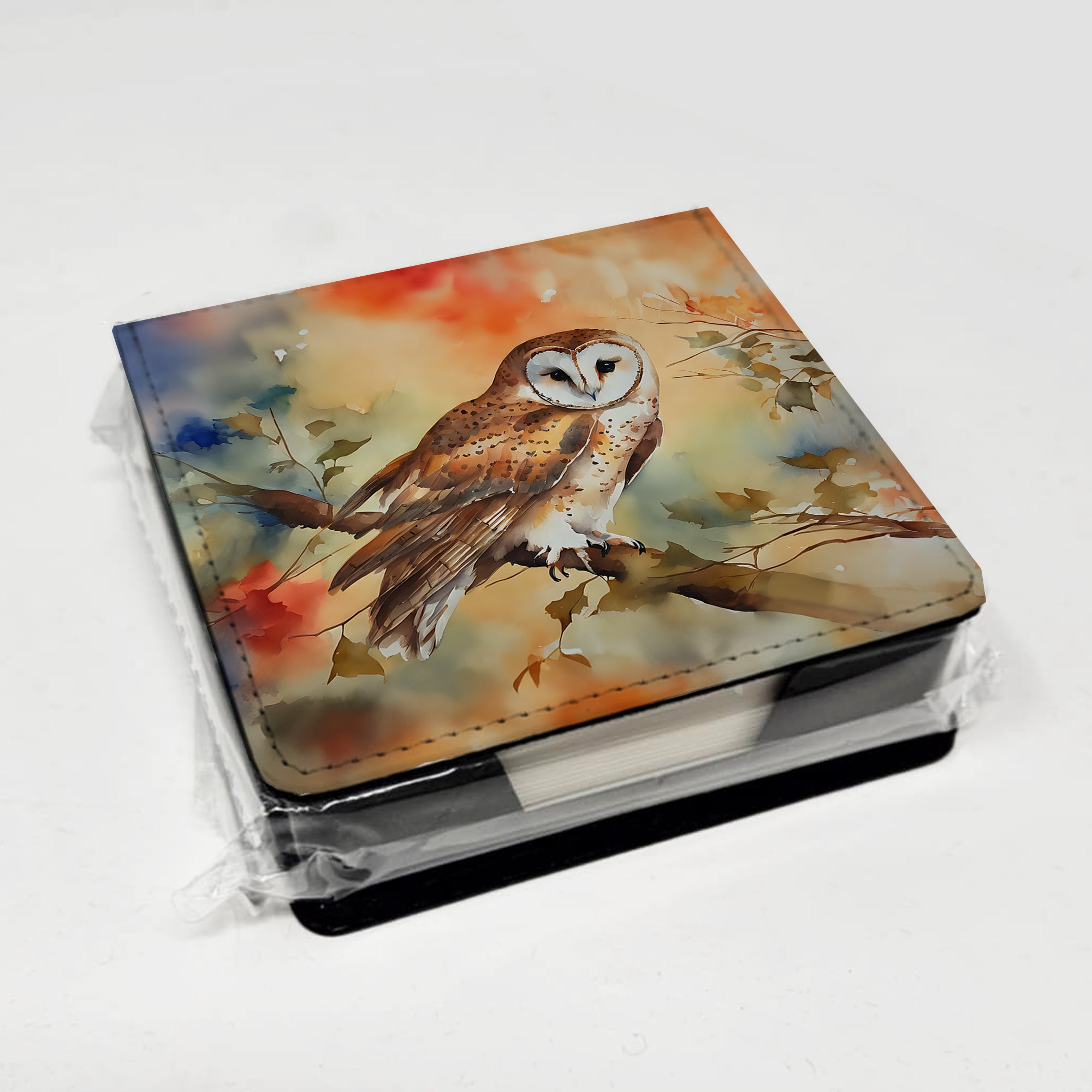 Barn Owl PU Leather Note Paper Holder