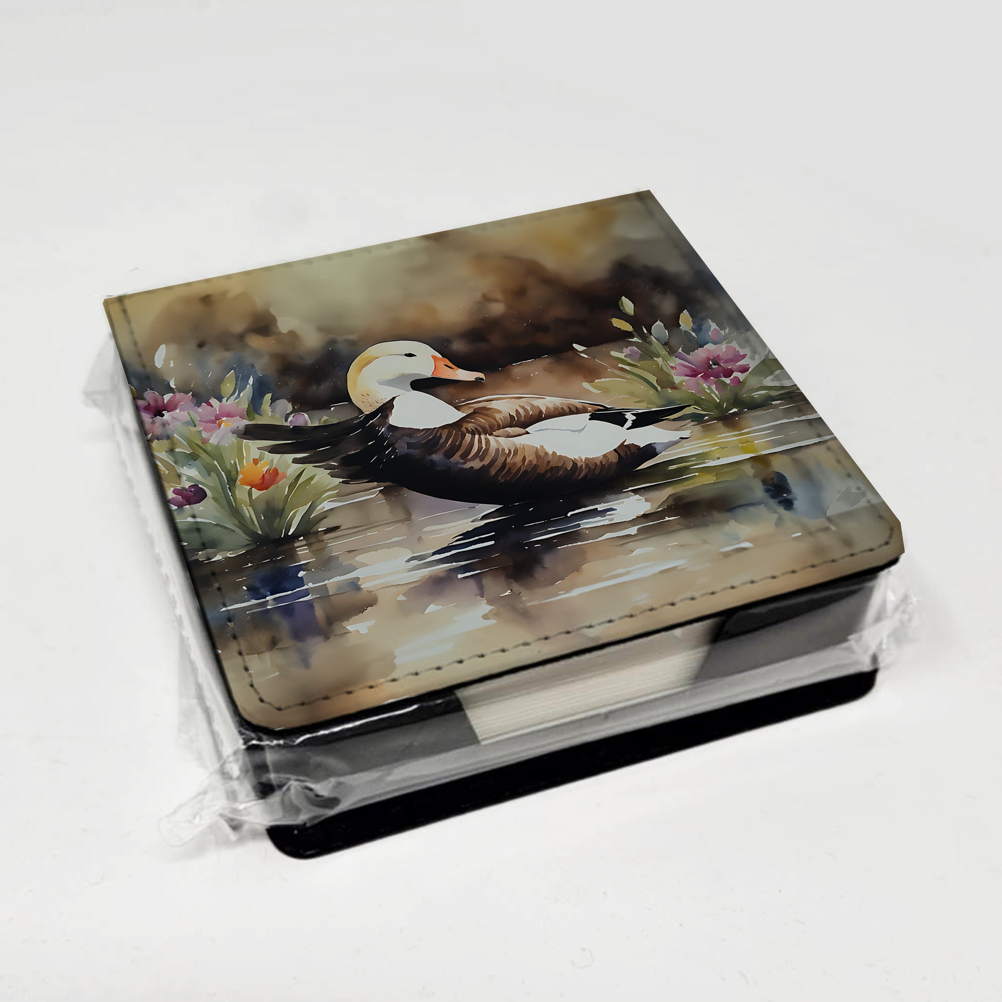 Common Eider Duck PU Leather Note Paper Holder