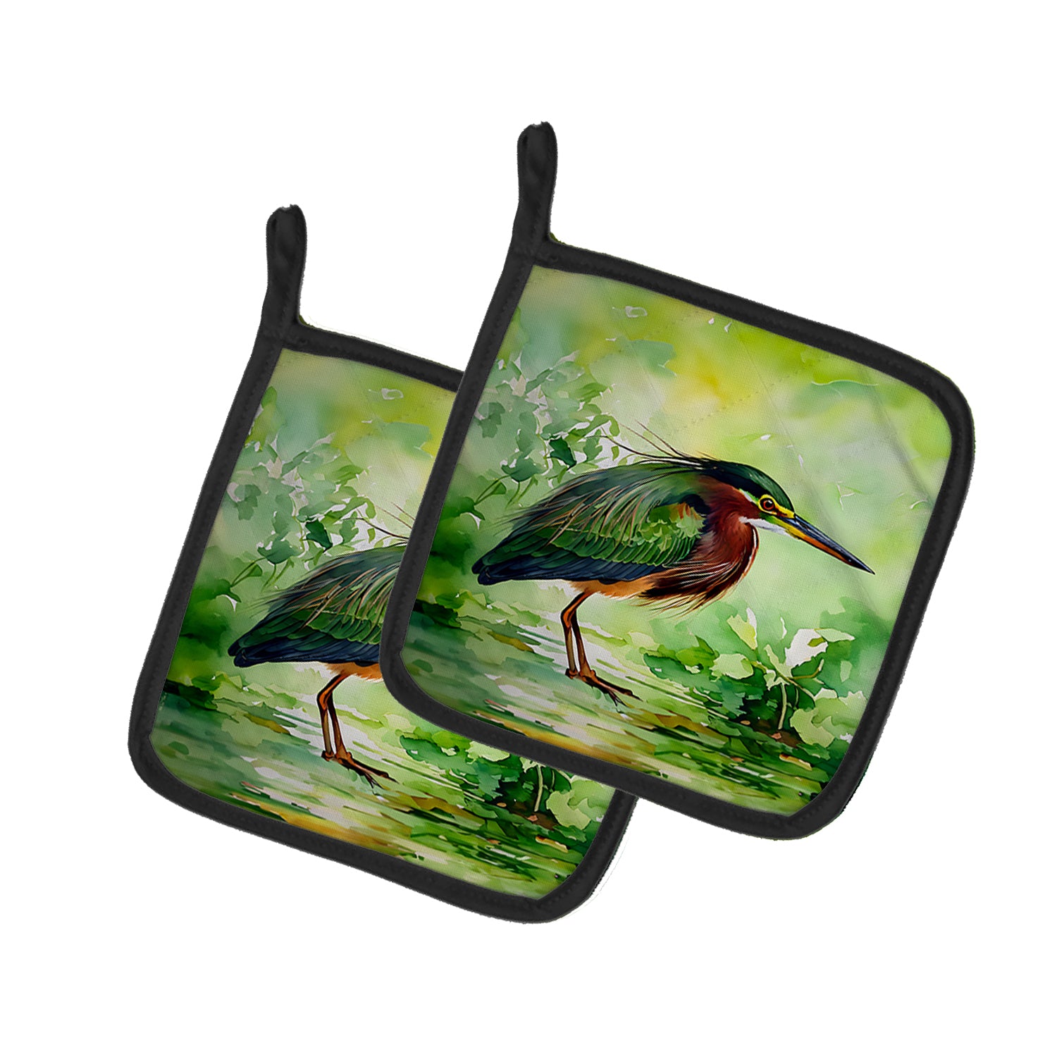 Buy this Green Heron Pair of Pot Holders