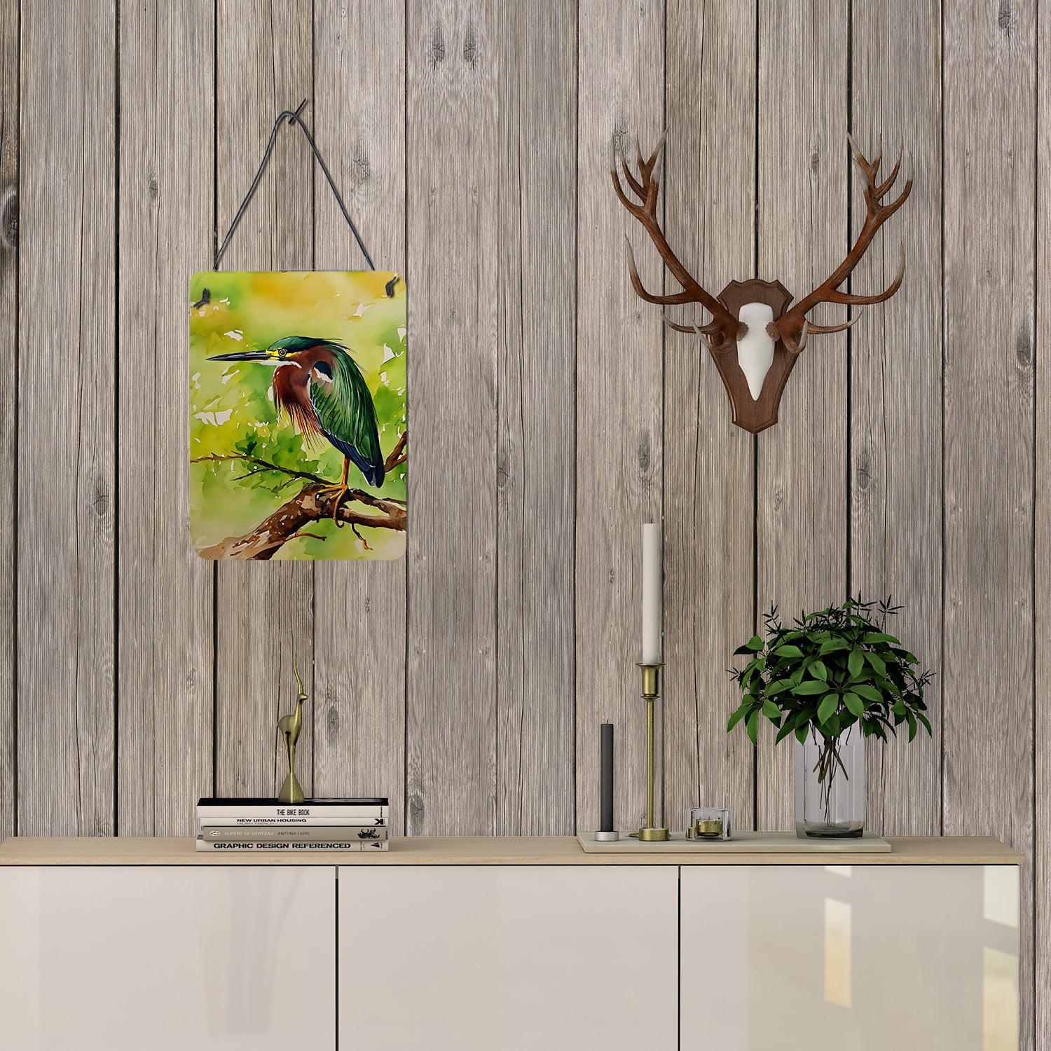 Green Heron Wall or Door Hanging Prints