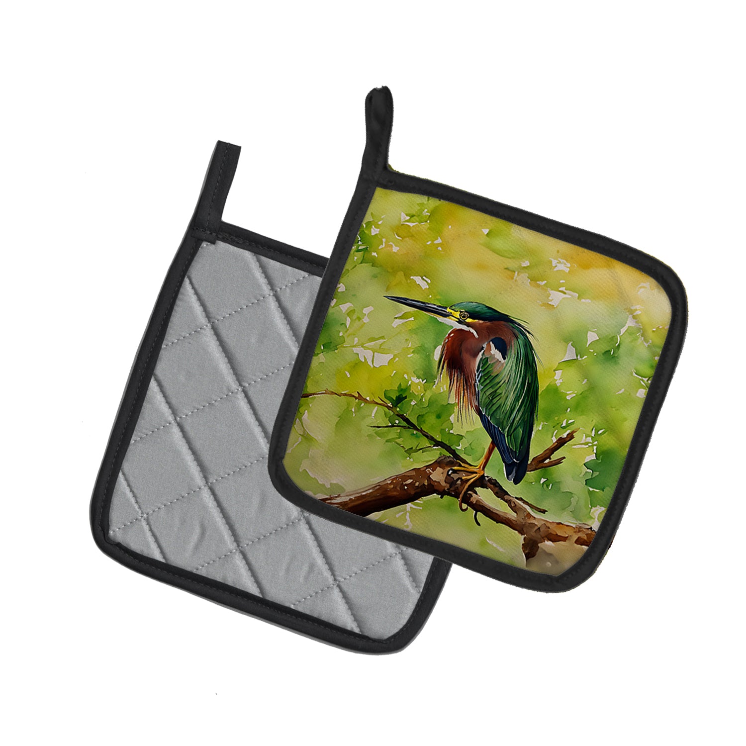 Buy this Green Heron Pair of Pot Holders