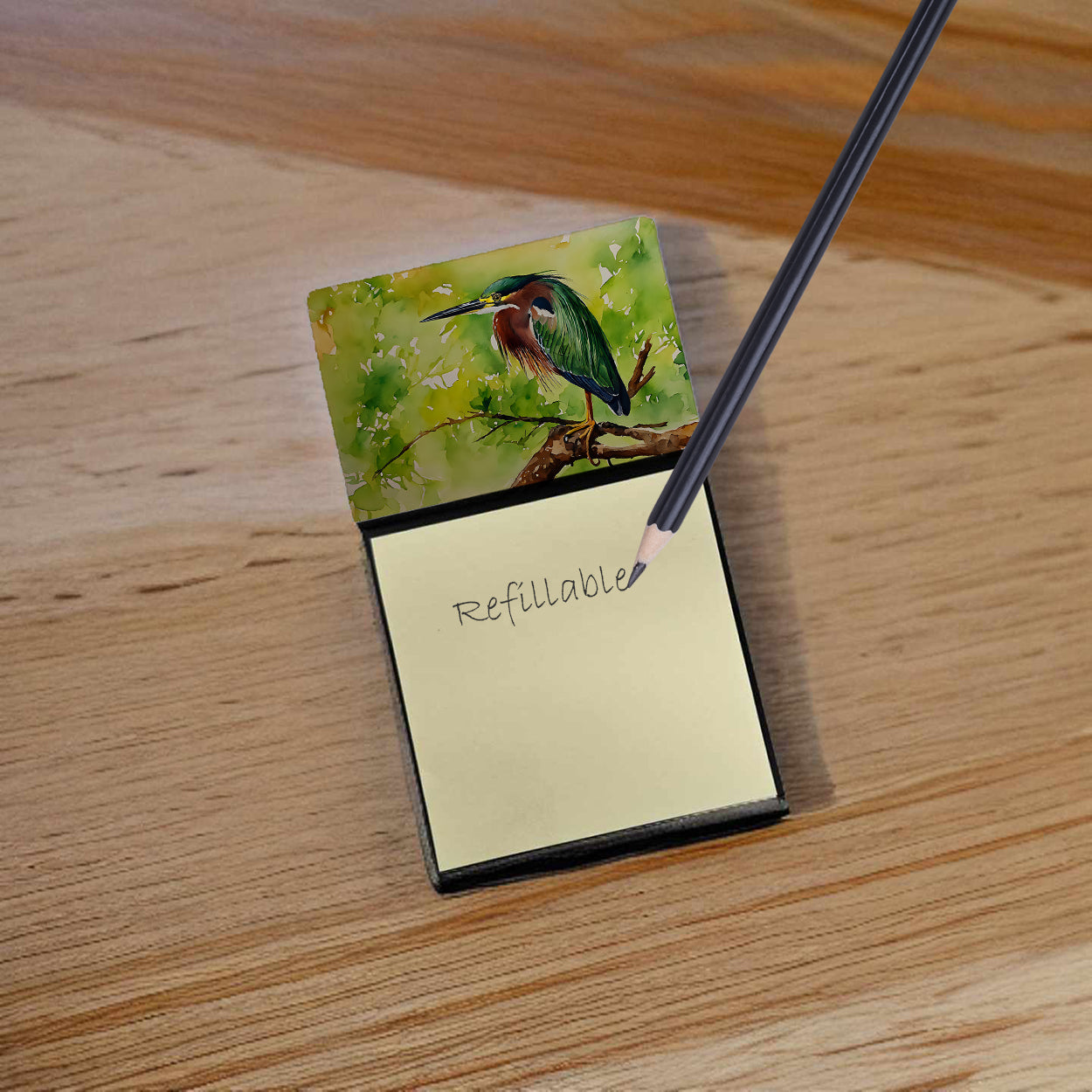 Green Heron Sticky Note Holder