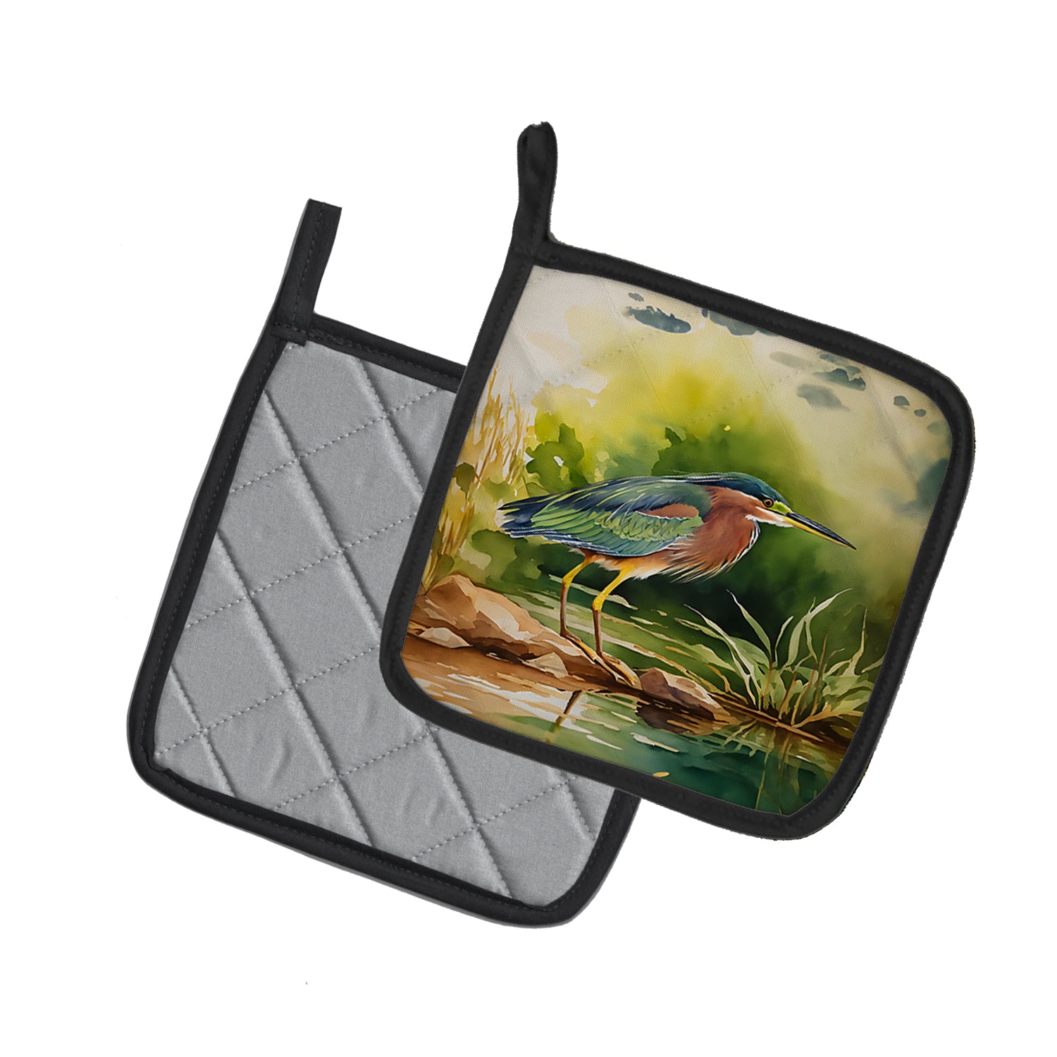 Buy this Green Heron Pair of Pot Holders