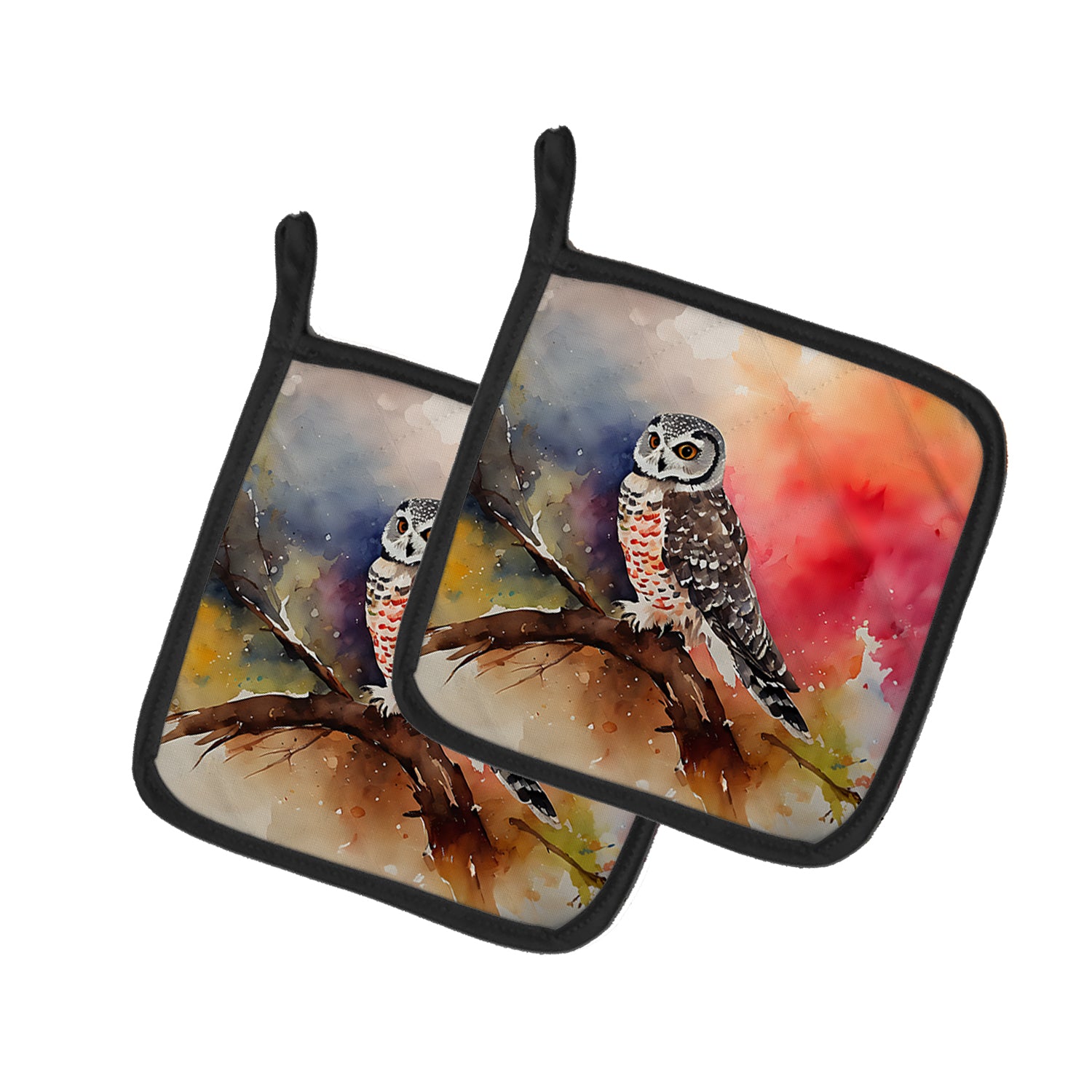 Buy this Northern Hawk Owl Pair of Pot Holders