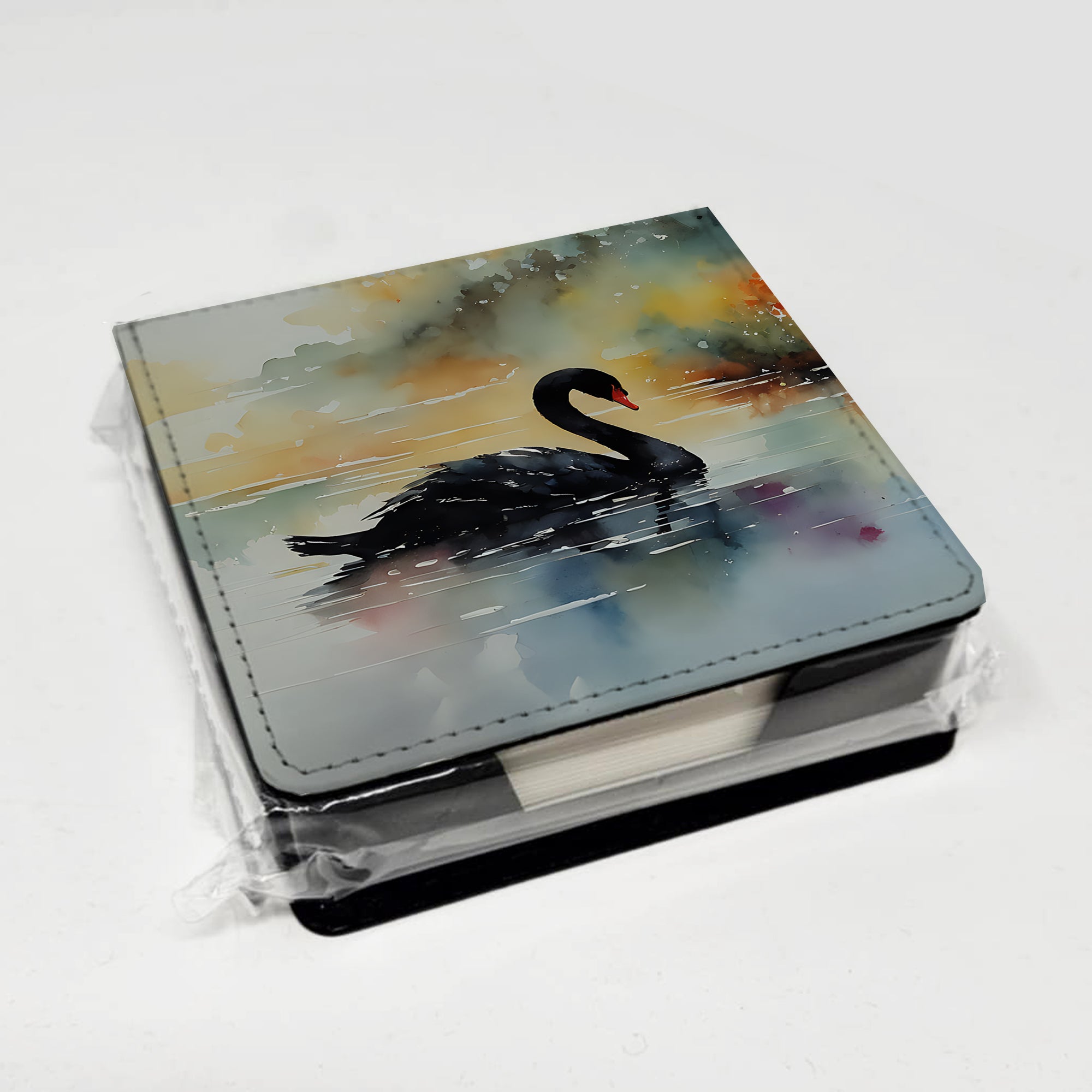 Black Swan PU Leather Note Paper Holder