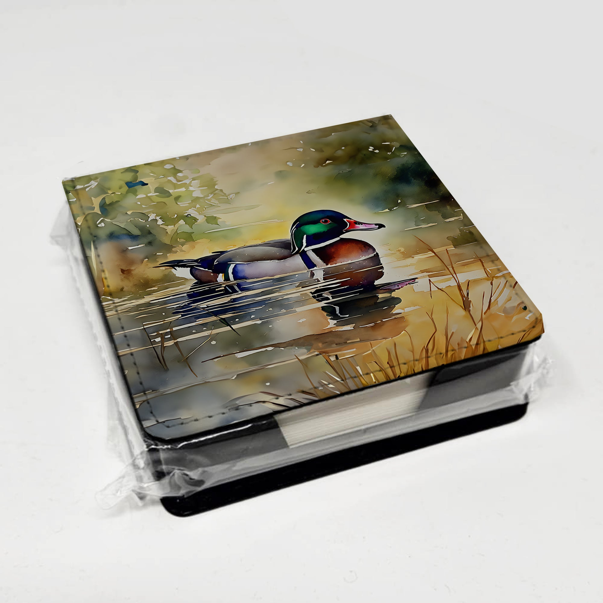 Wood Duck PU Leather Note Paper Holder