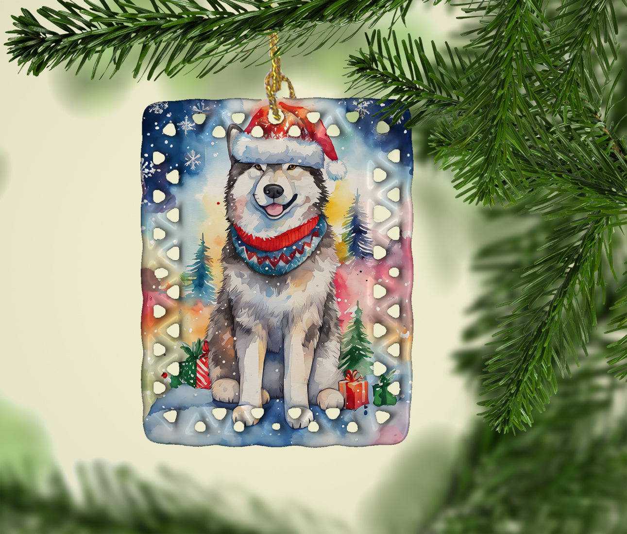 Buy this Alaskan Malamute Christmas Porcelain Ornament