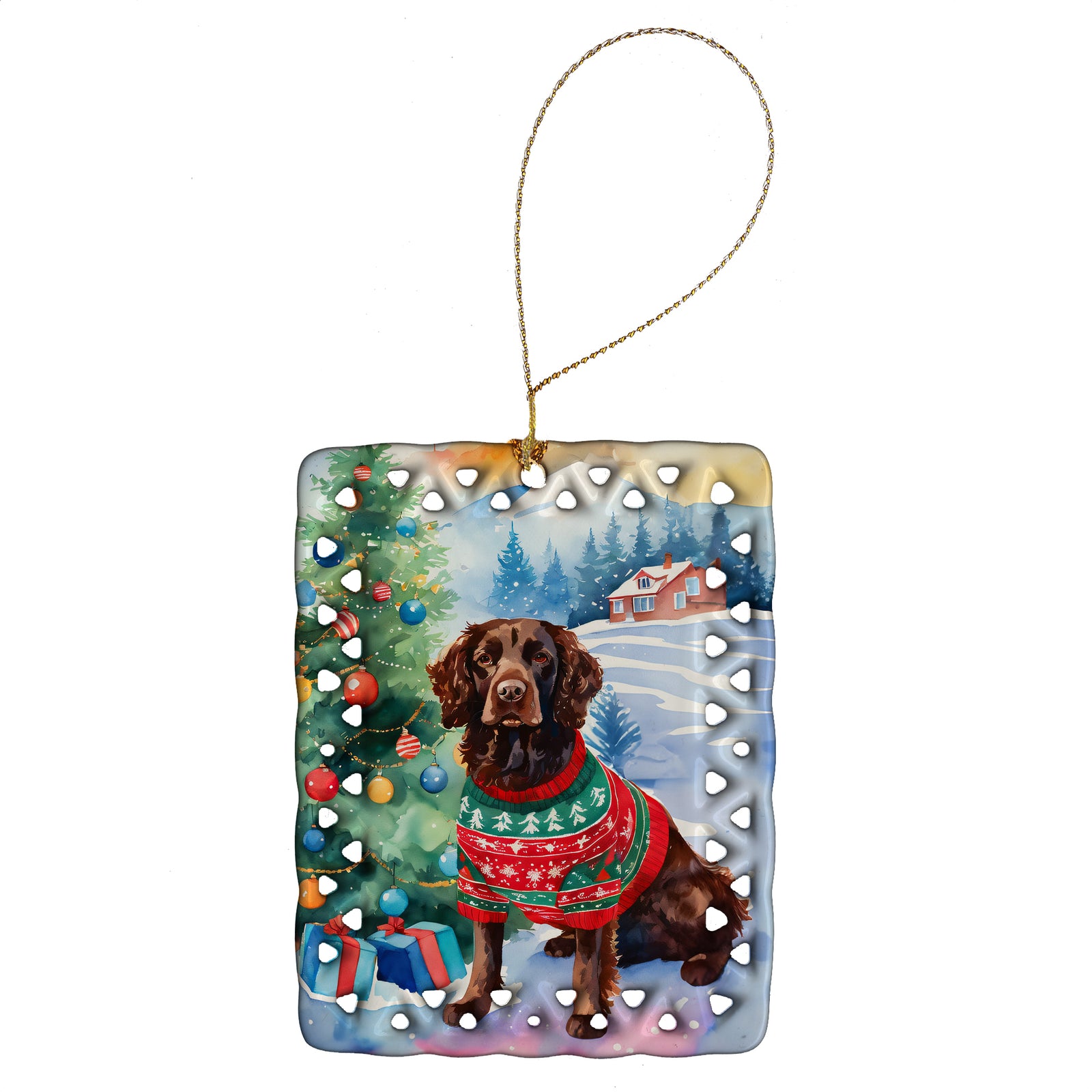 Buy this American Water Spaniel Christmas Porcelain Ornament