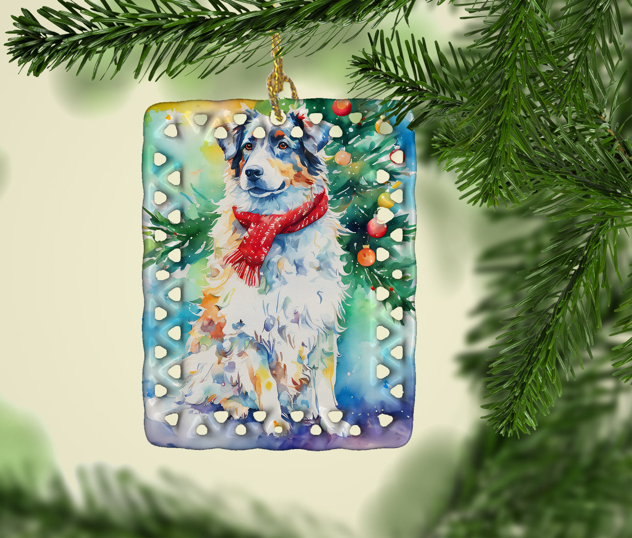 Buy this Australian Shepherd Christmas Porcelain Ornament