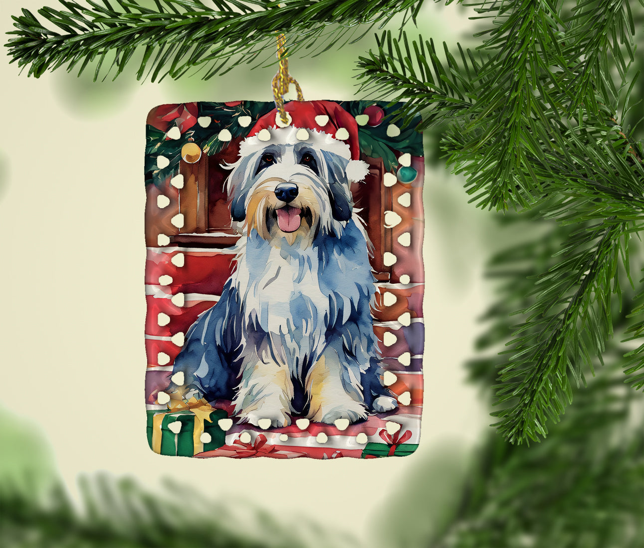 Buy this Bearded Collie Christmas Porcelain Ornament