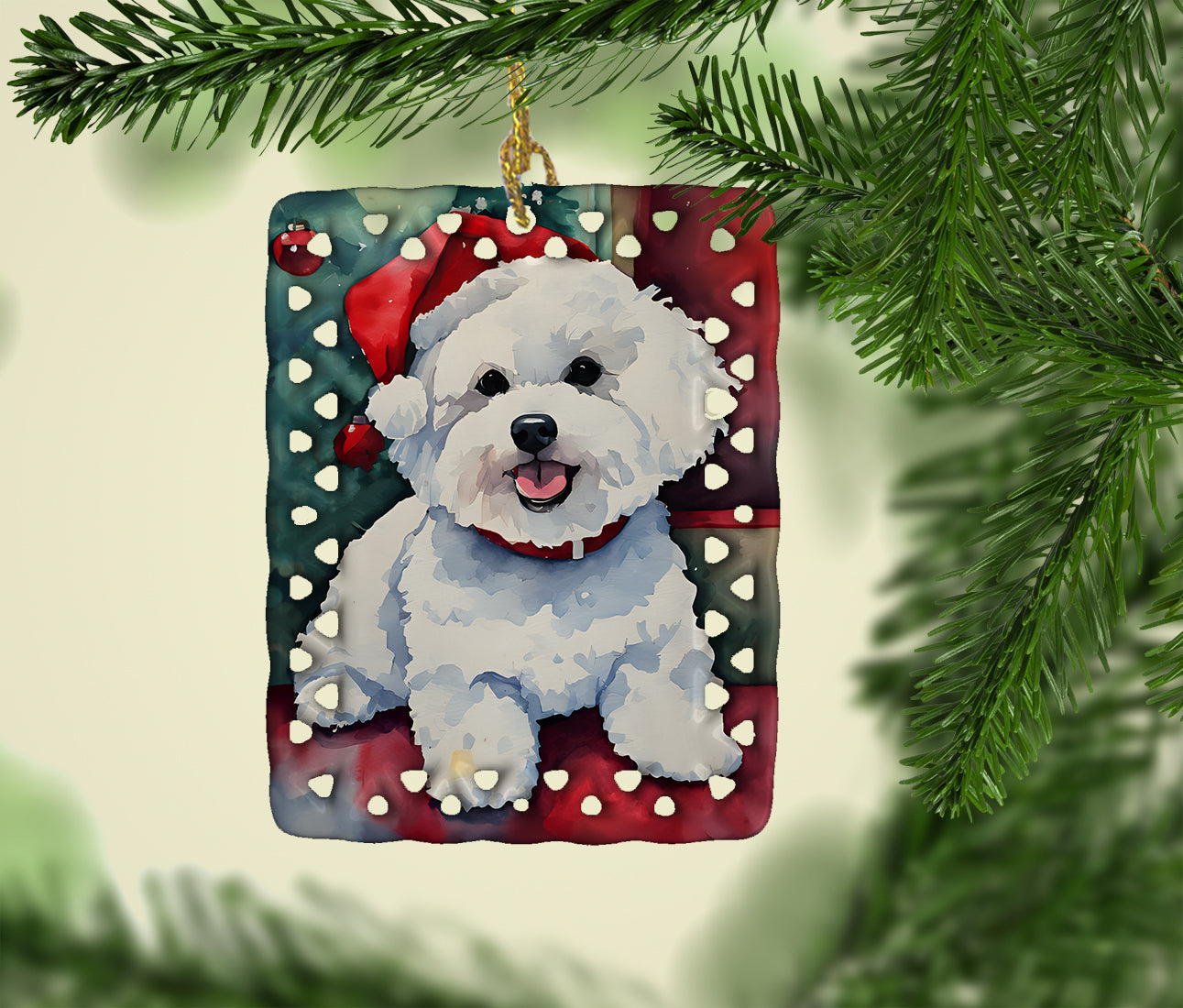 Buy this Bichon Frise Christmas Porcelain Ornament