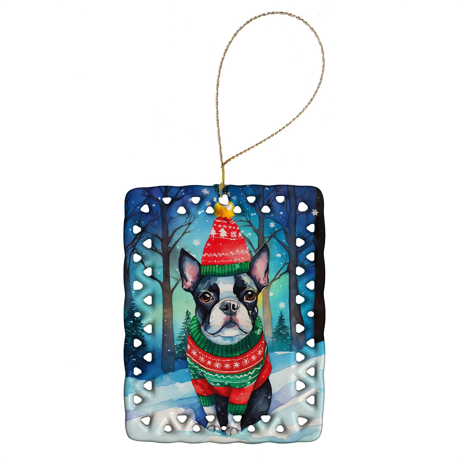 Buy this Boston Terrier Christmas Porcelain Ornament