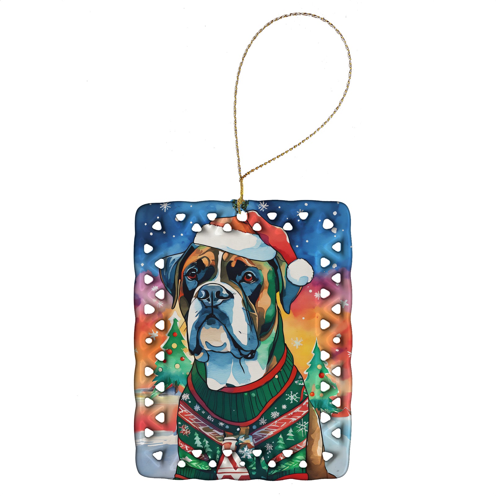 Buy this Boxer Christmas Porcelain Ornament