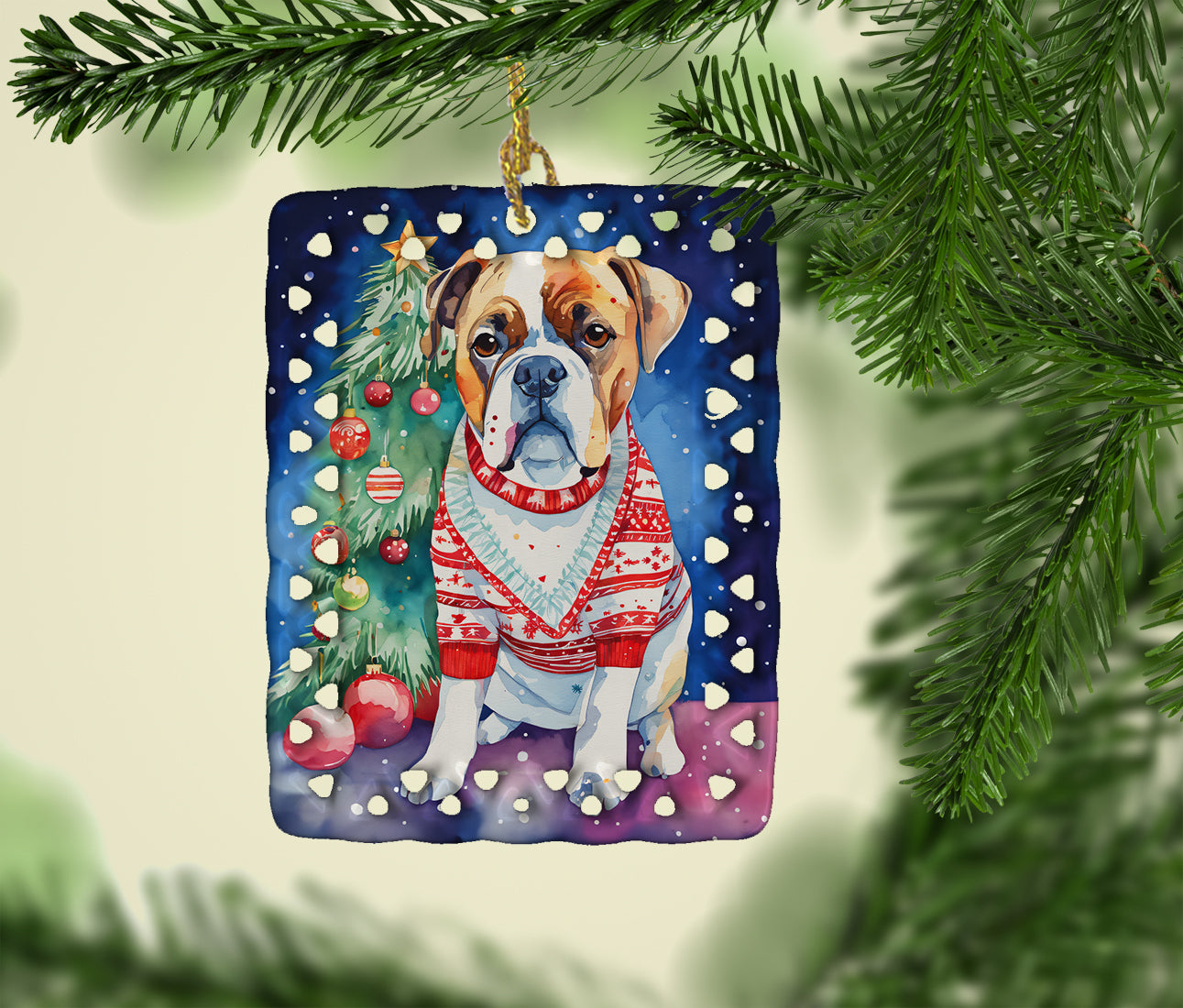 Buy this Boxer Christmas Porcelain Ornament