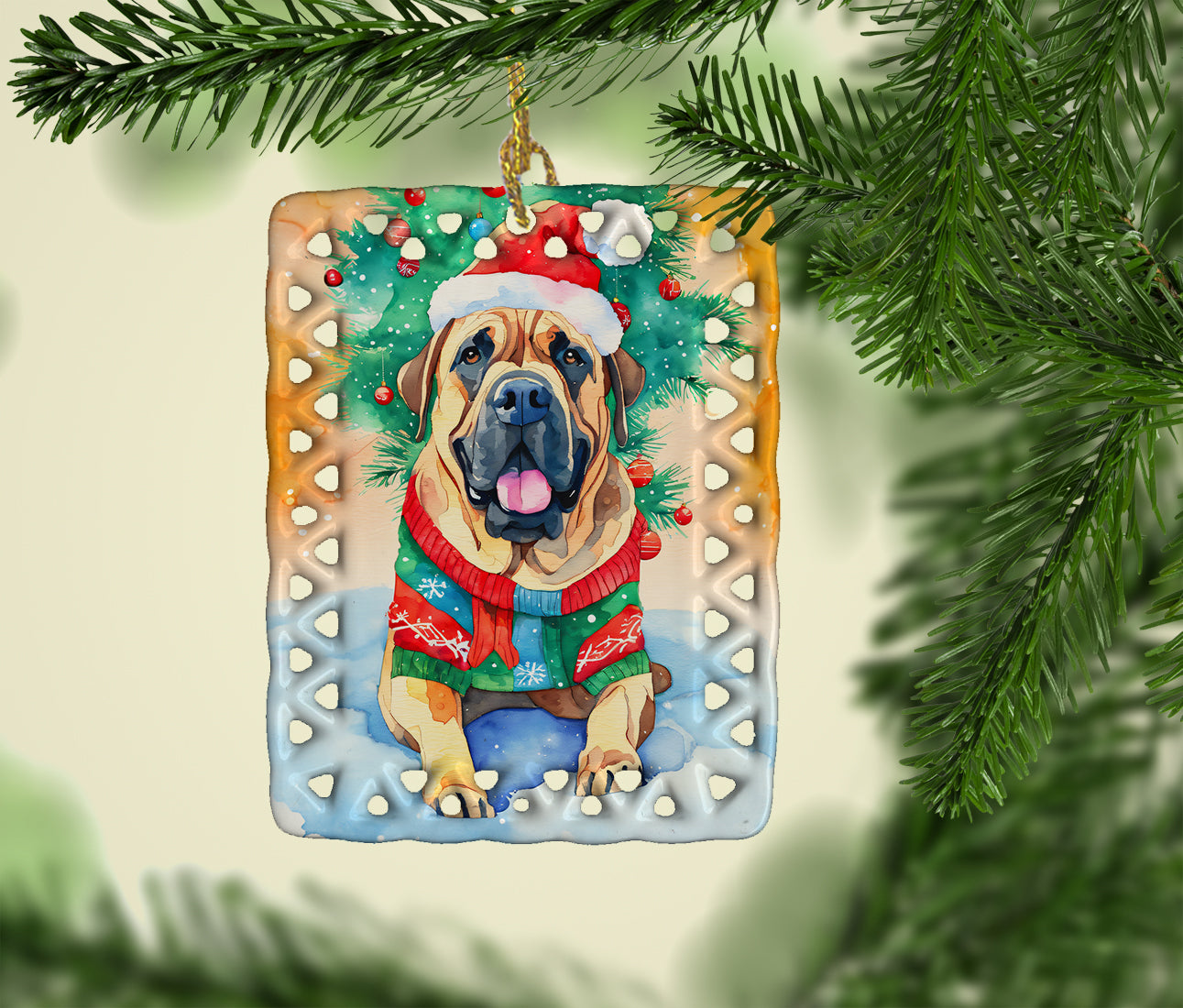 Buy this Bullmastiff Christmas Porcelain Ornament