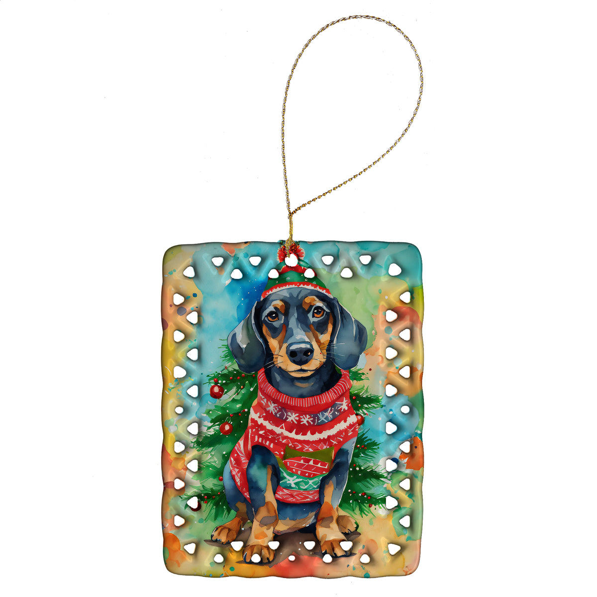 Buy this Dachshund Christmas Porcelain Ornament