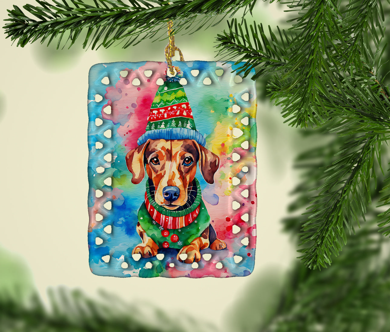 Buy this Dachshund Christmas Porcelain Ornament