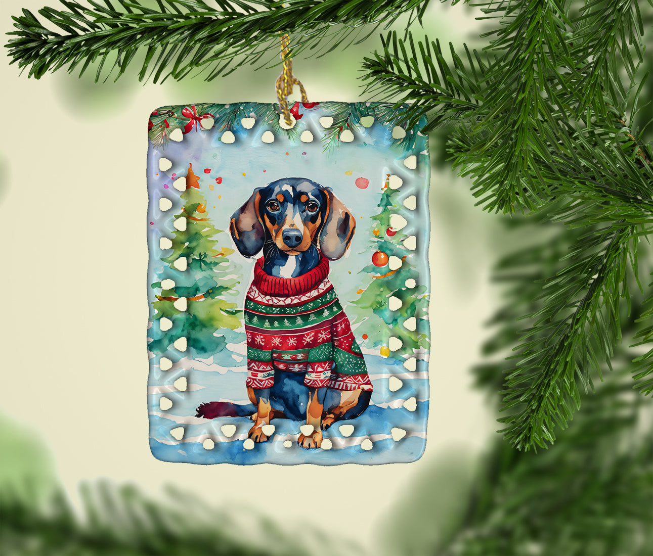 Buy this Dachshund Christmas Porcelain Ornament