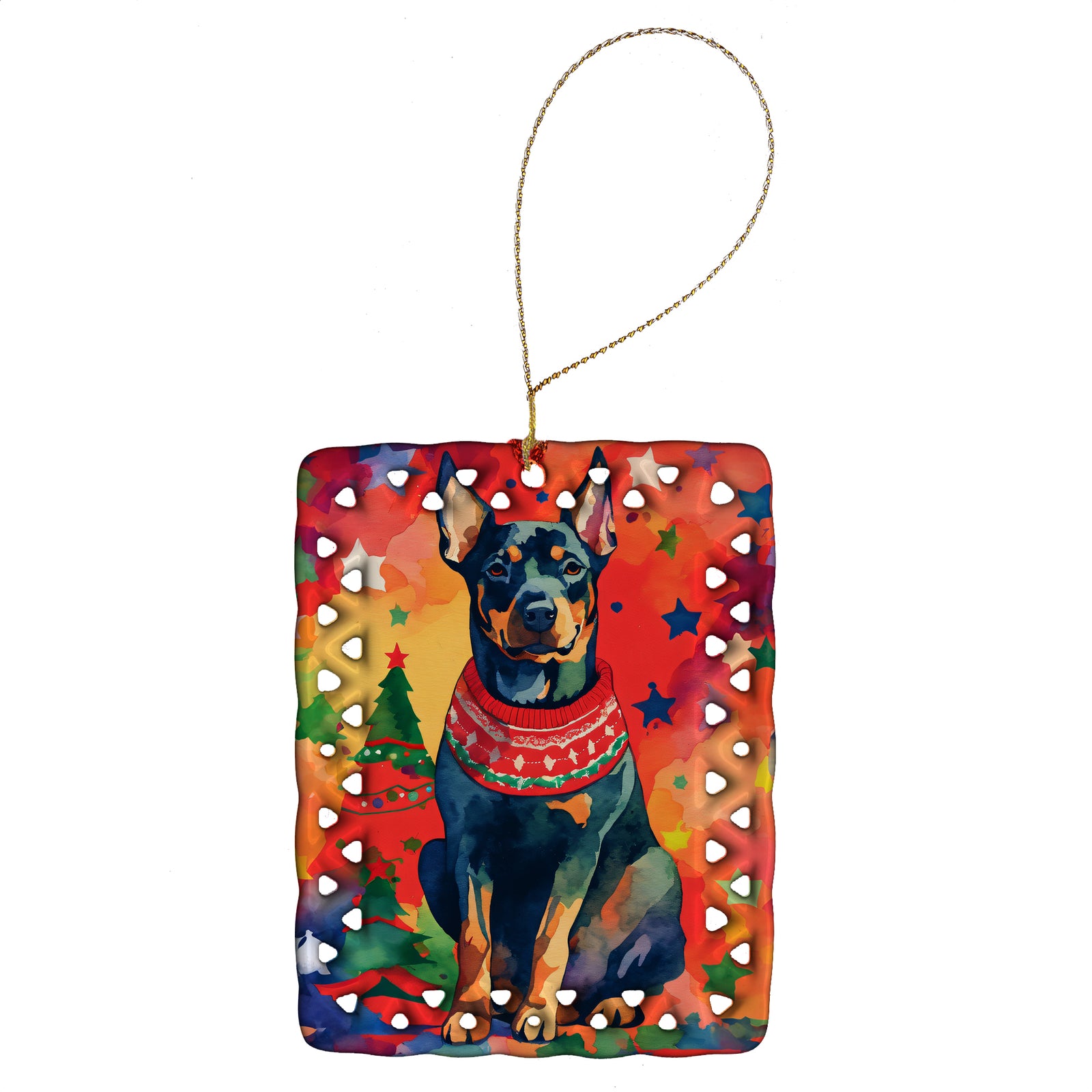 Buy this Doberman Pinscher Christmas Porcelain Ornament