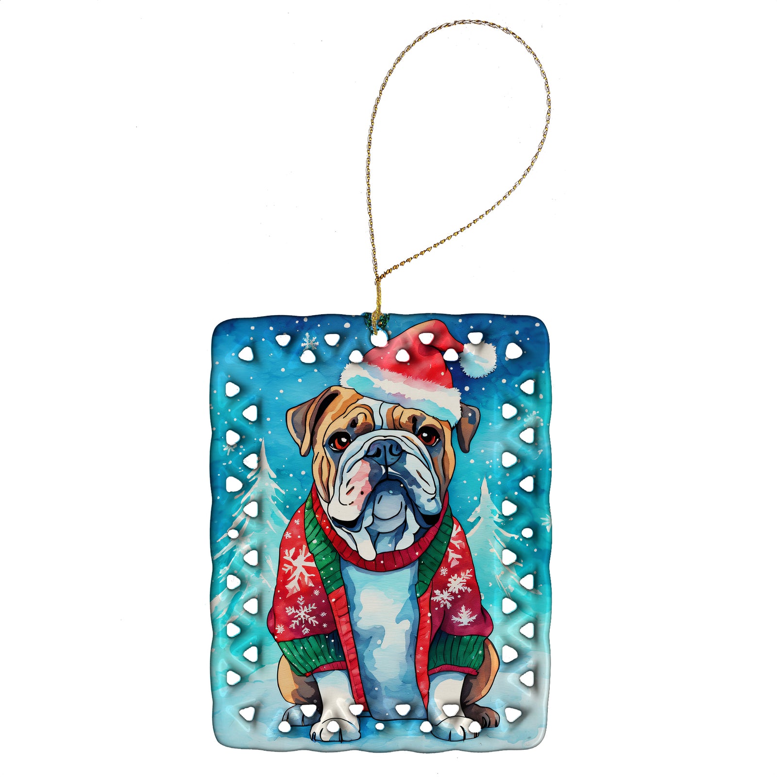 Buy this English Bulldog Christmas Porcelain Ornament