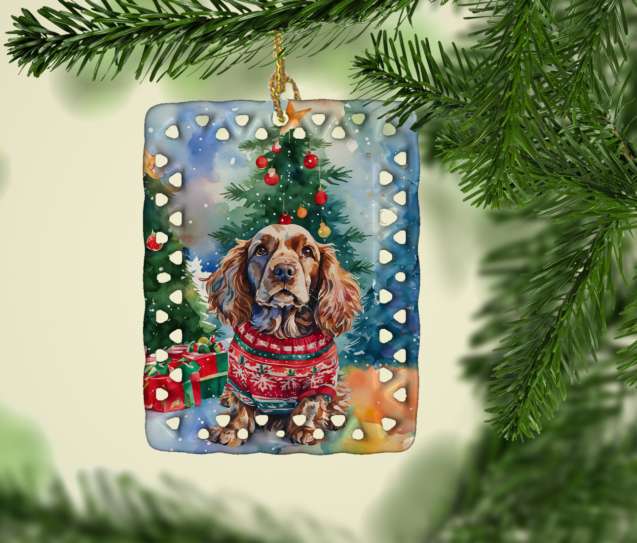 Buy this English Cocker Spaniel Christmas Porcelain Ornament