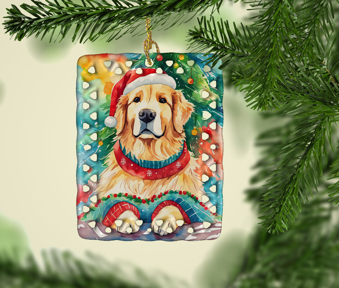 Buy this Golden Retriever Christmas Porcelain Ornament