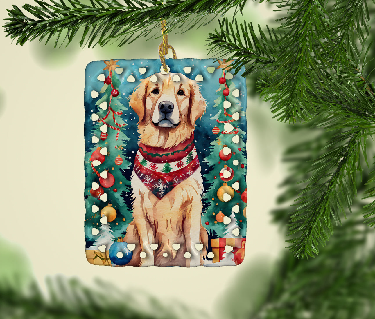 Buy this Golden Retriever Christmas Porcelain Ornament