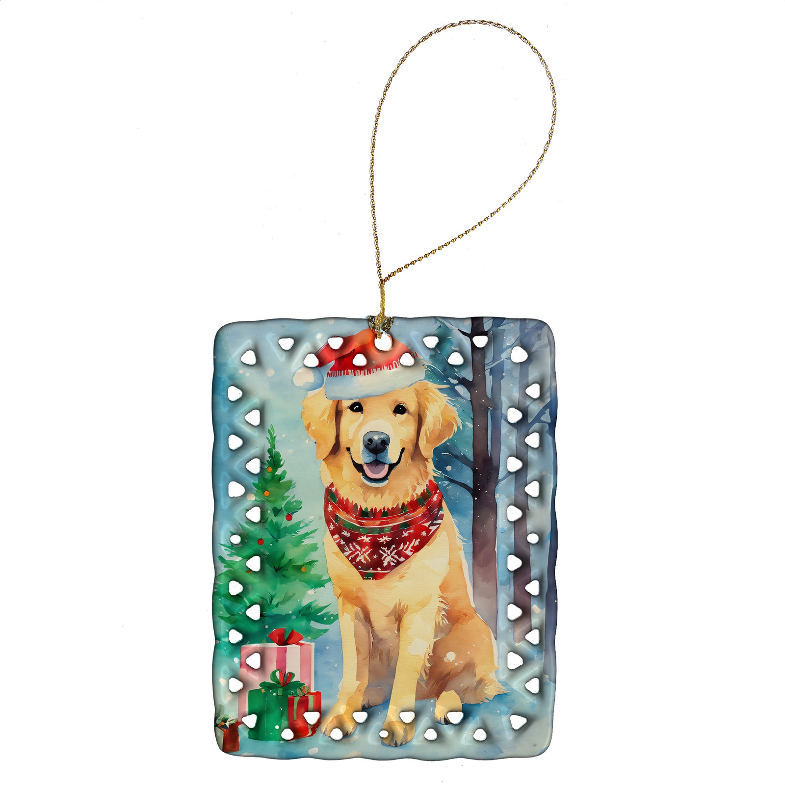 Buy this Golden Retriever Christmas Porcelain Ornament