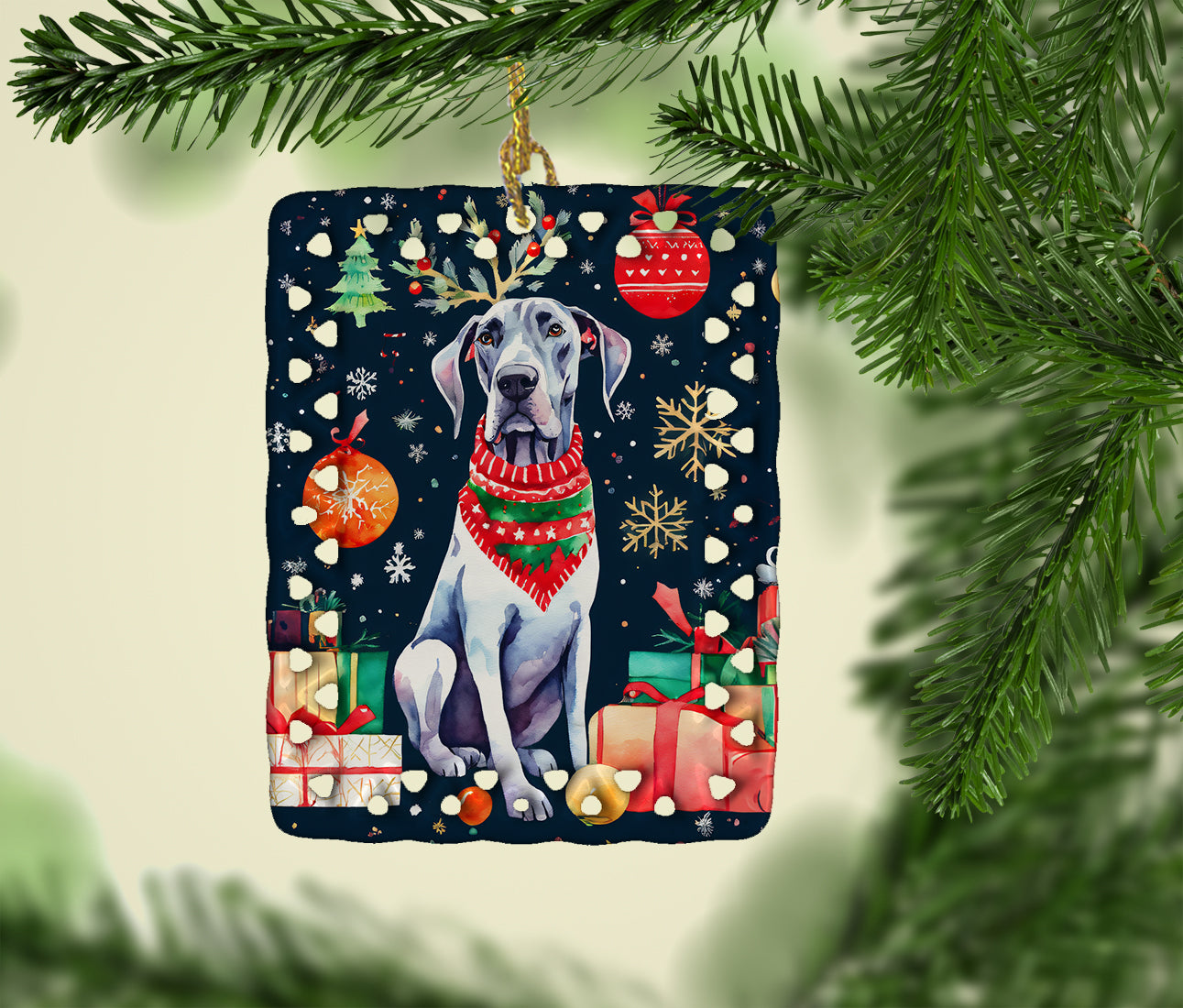 Buy this Great Dane Christmas Porcelain Ornament