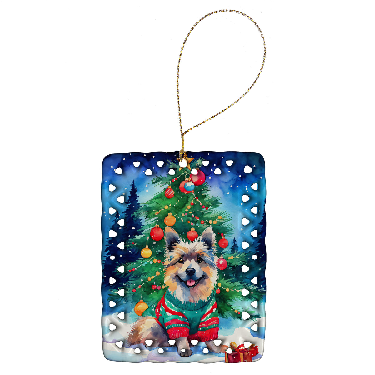 Buy this Keeshond Christmas Porcelain Ornament