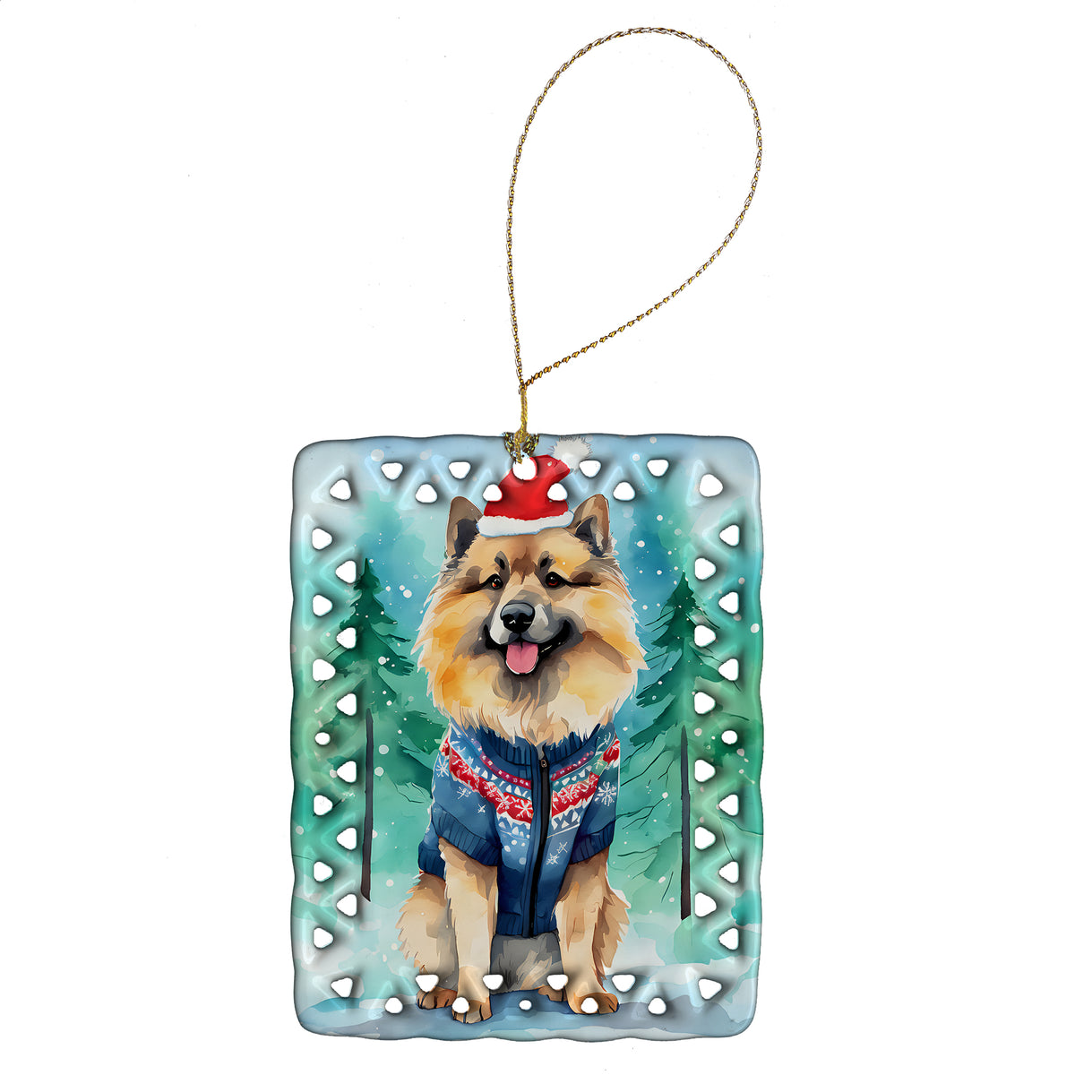 Buy this Keeshond Christmas Porcelain Ornament