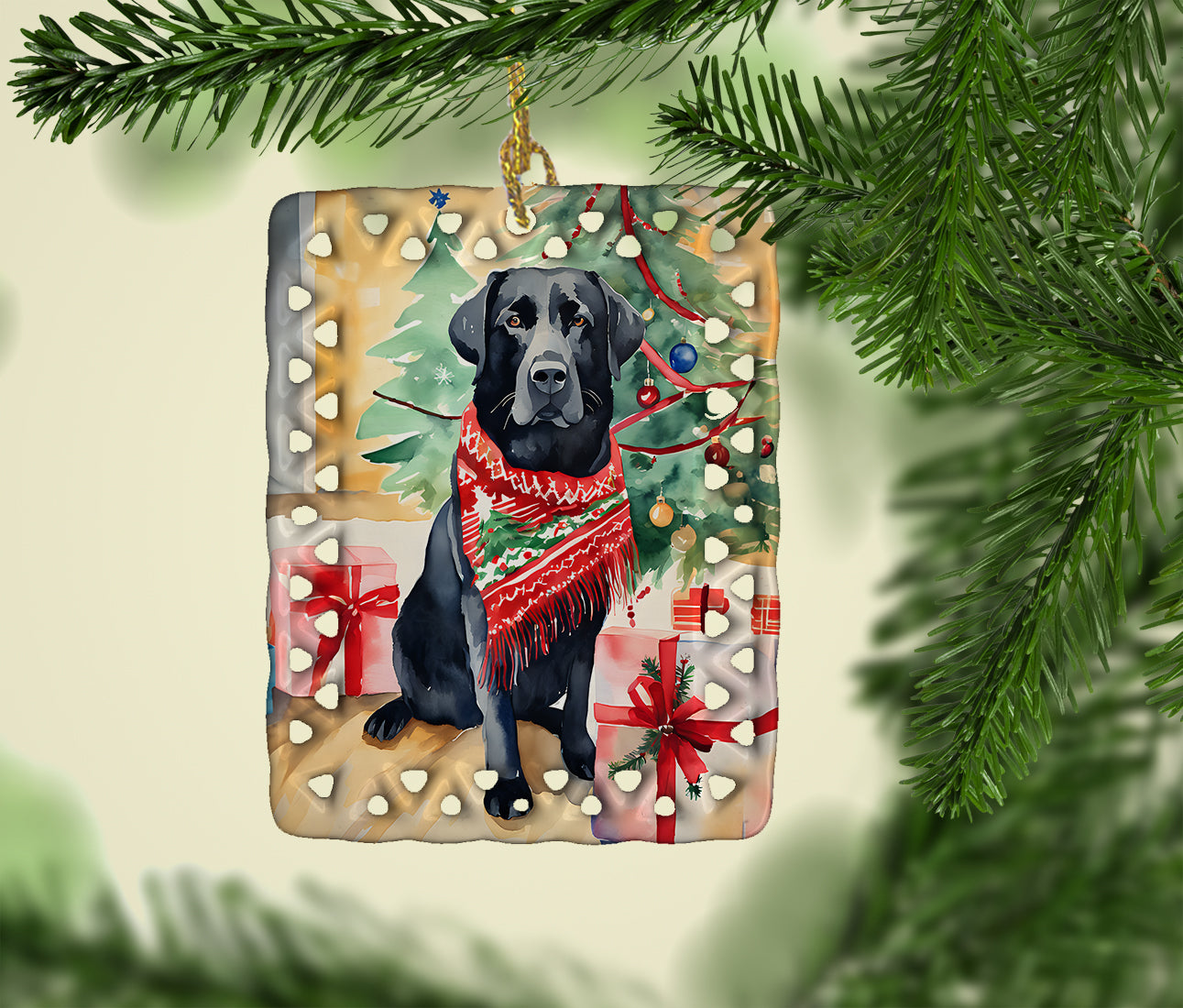 Buy this Black Labrador Retriever Christmas Porcelain Ornament