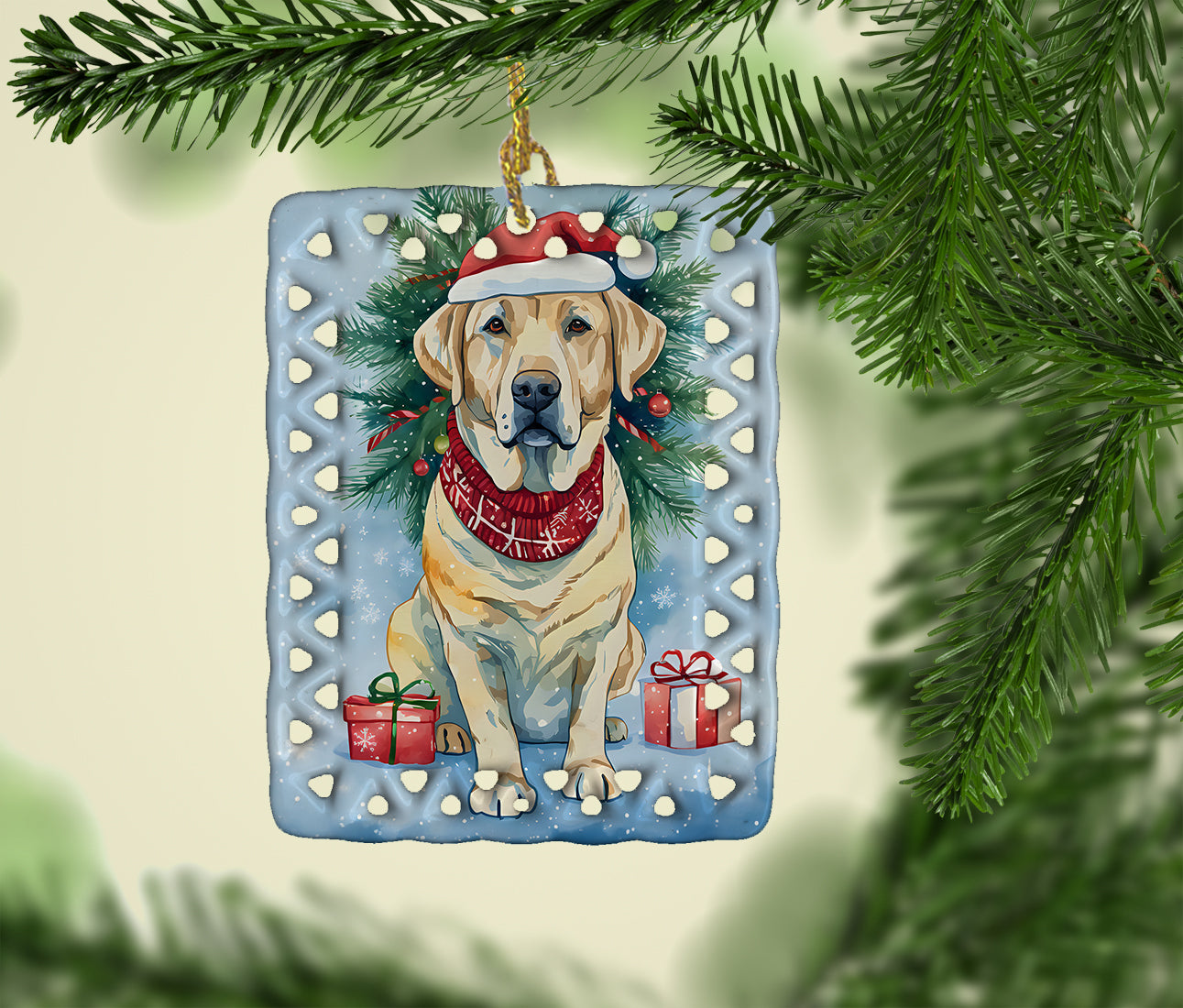 Buy this Yellow Labrador Retriever Christmas Porcelain Ornament