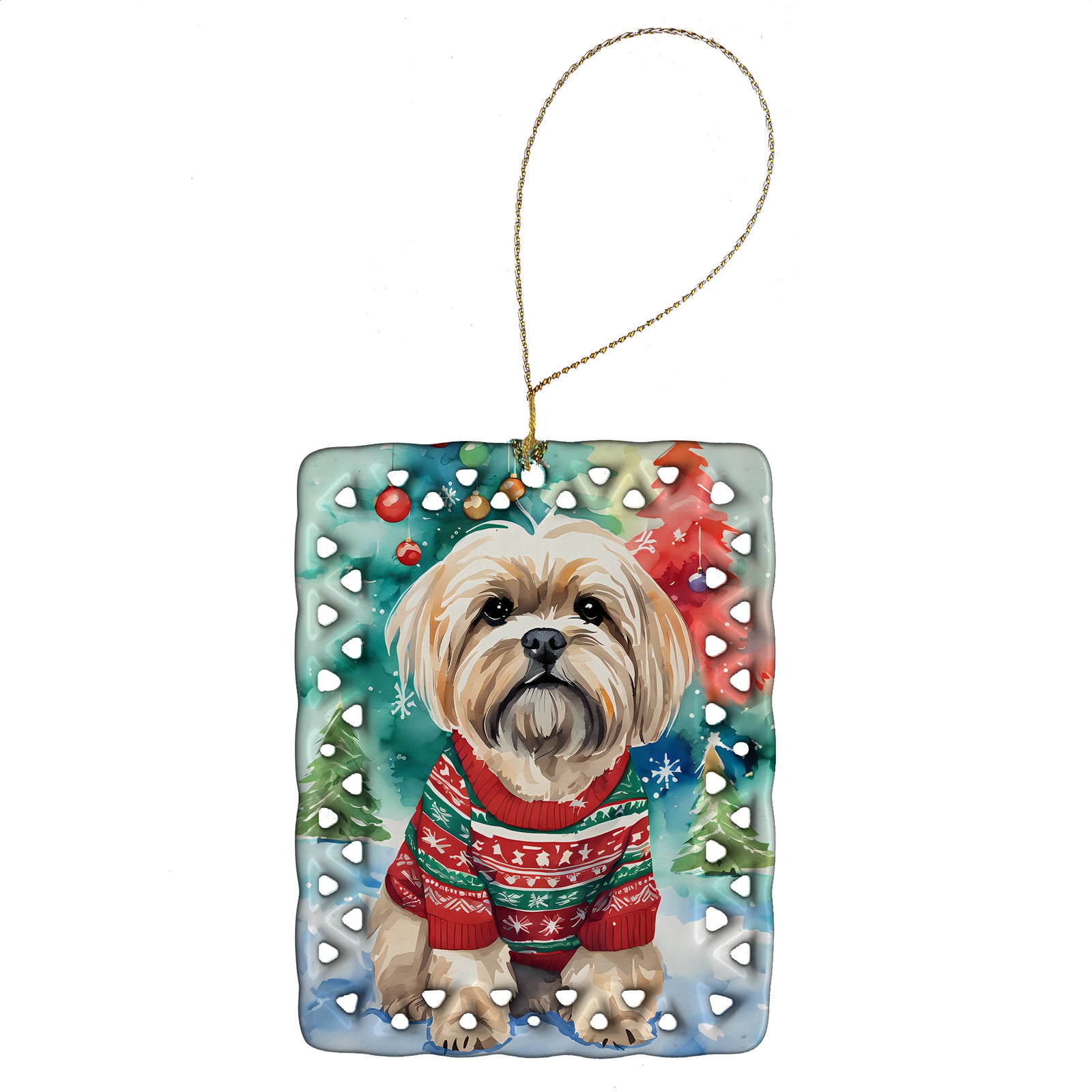 Buy this Lhasa Apso Christmas Porcelain Ornament