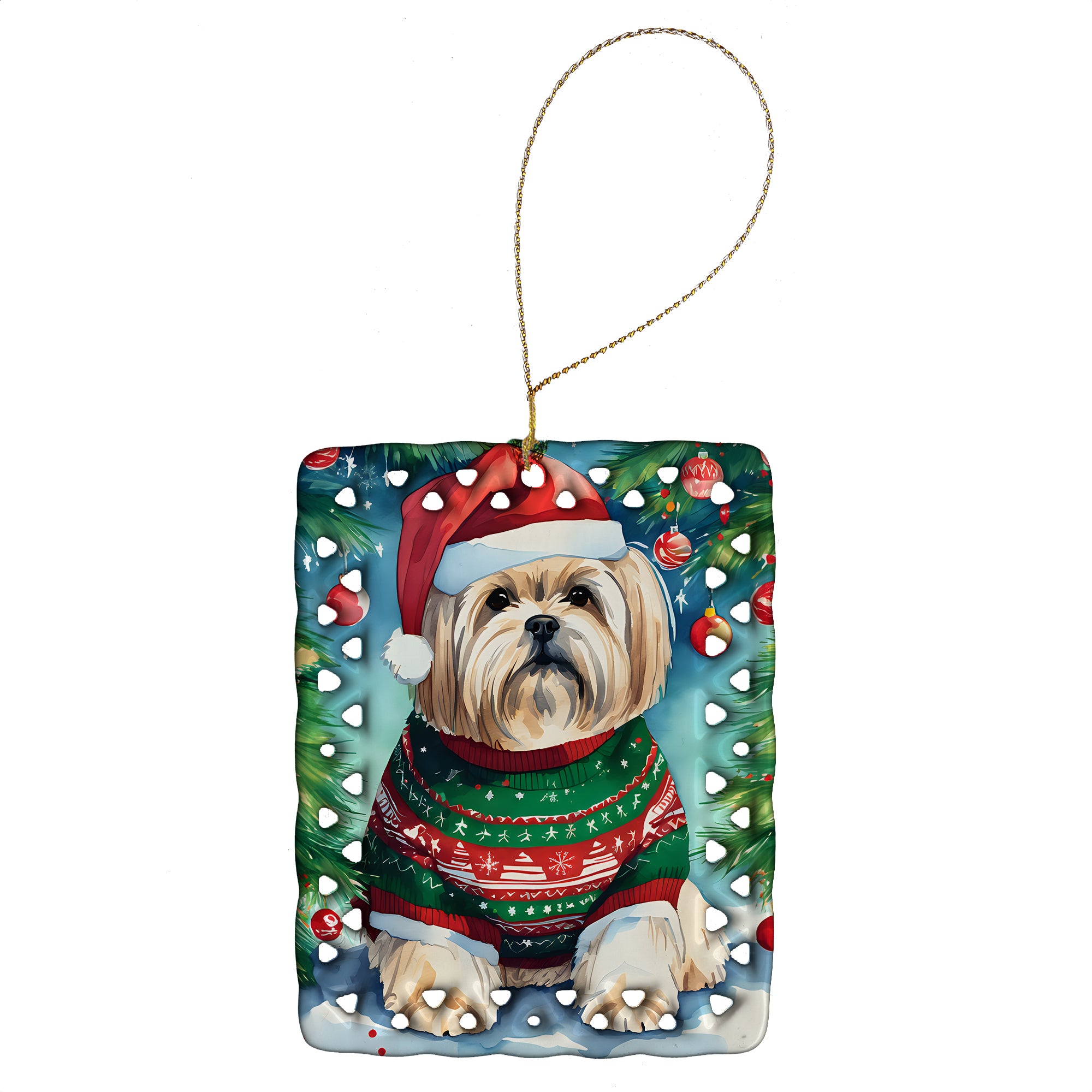 Buy this Lhasa Apso Christmas Porcelain Ornament