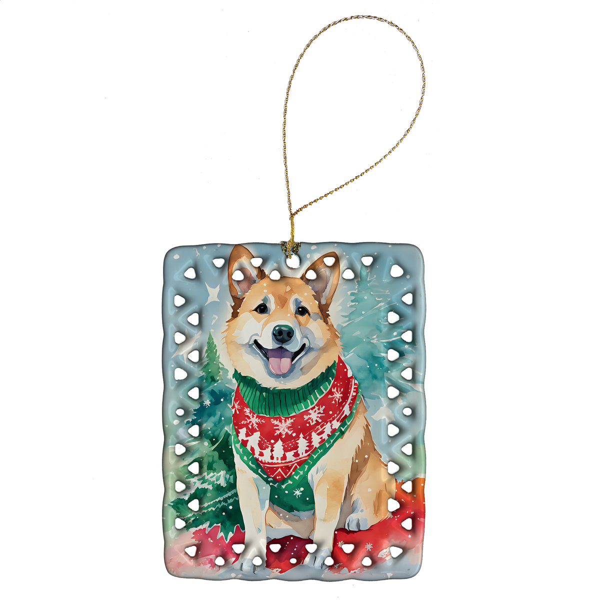 Buy this Norwegian Buhund Christmas Porcelain Ornament