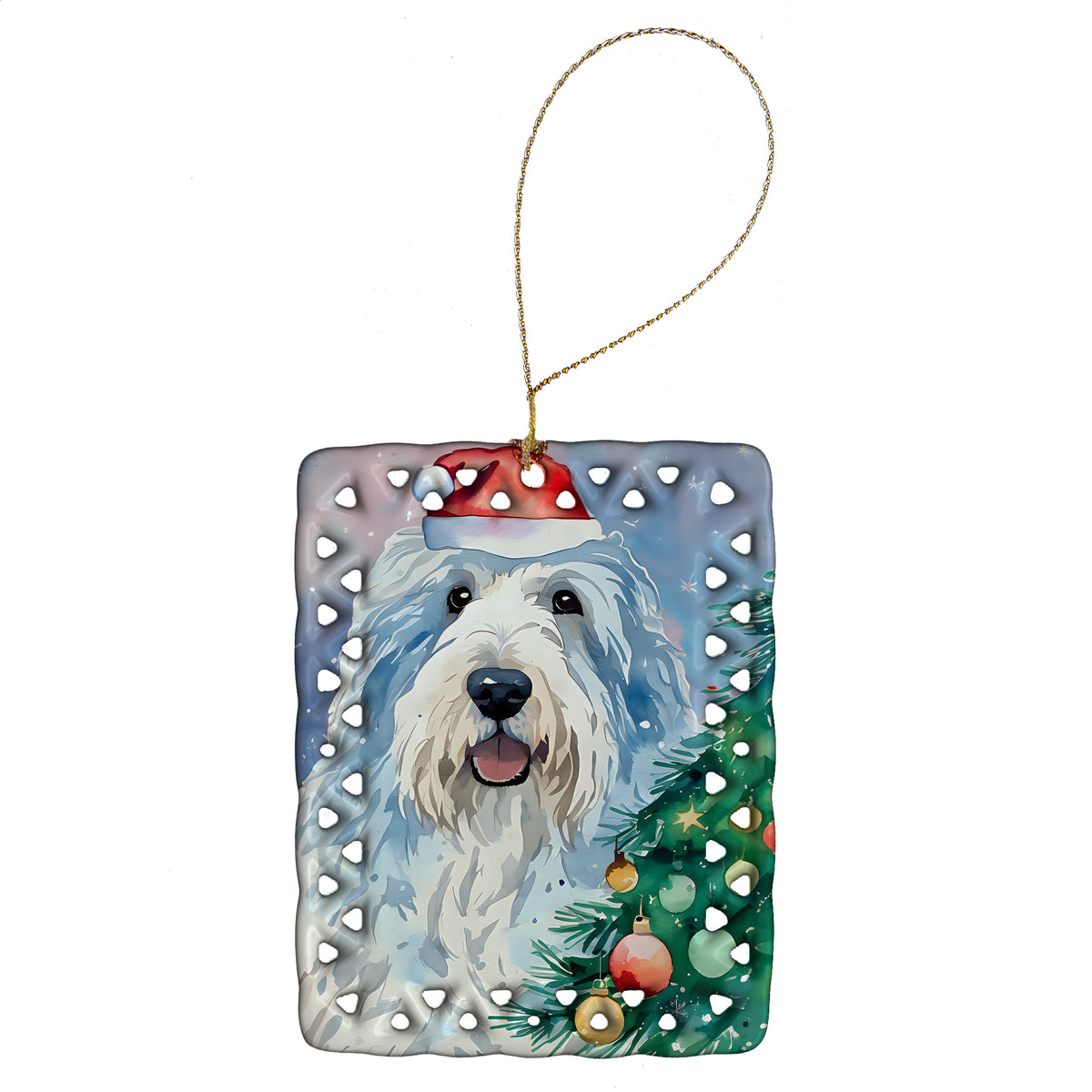 Buy this Old English Sheepdog Christmas Porcelain Ornament