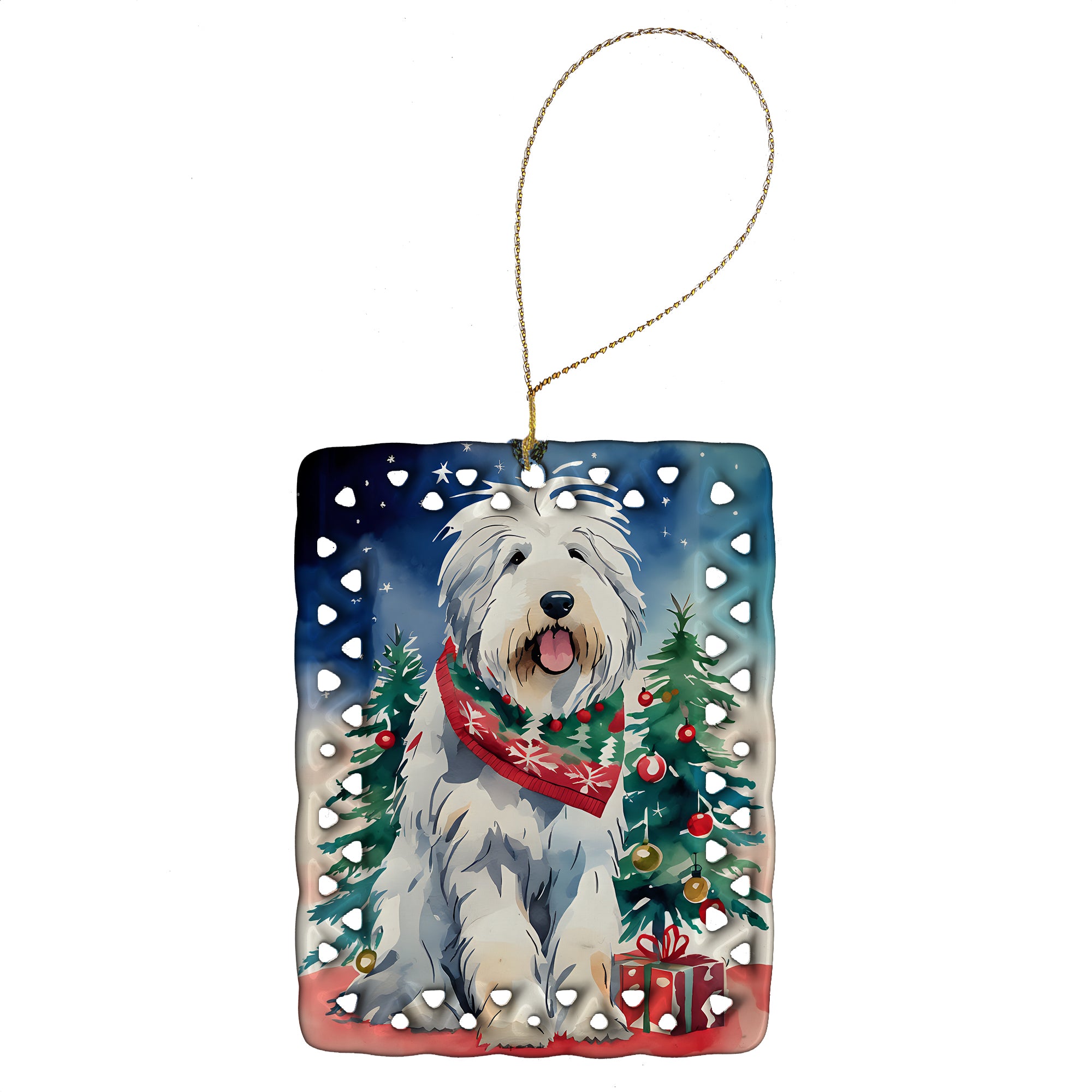 Buy this Old English Sheepdog Christmas Porcelain Ornament