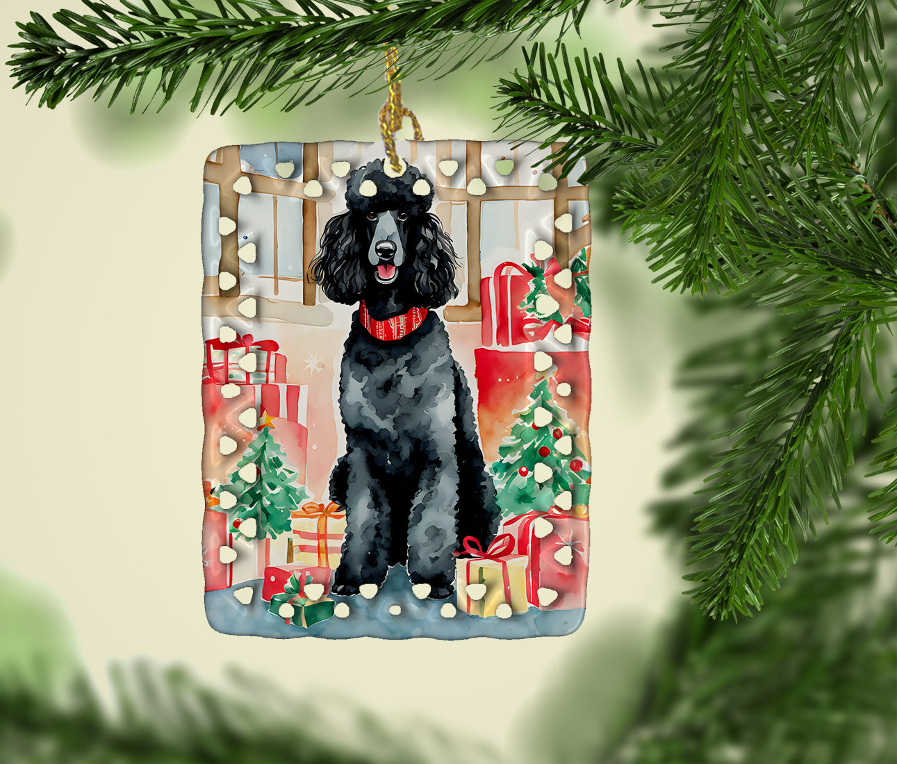 Buy this Poodle Christmas Porcelain Ornament